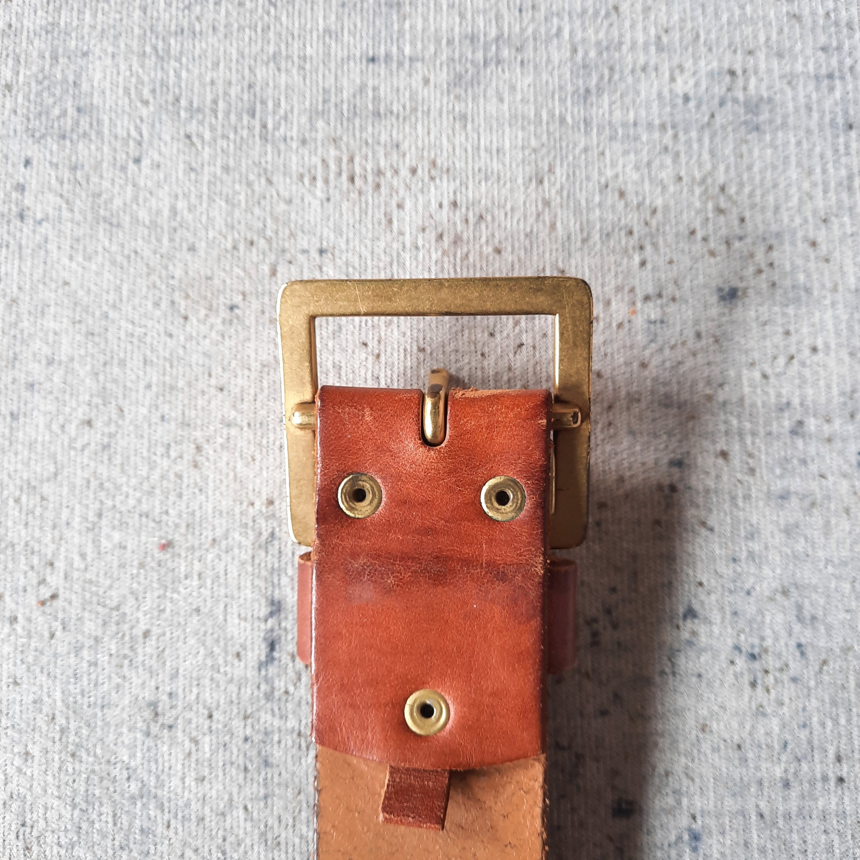 Japanese Brand ⚒️ Solid brass garrison handcraft leather belt Size ONE SIZE - 3 Thumbnail