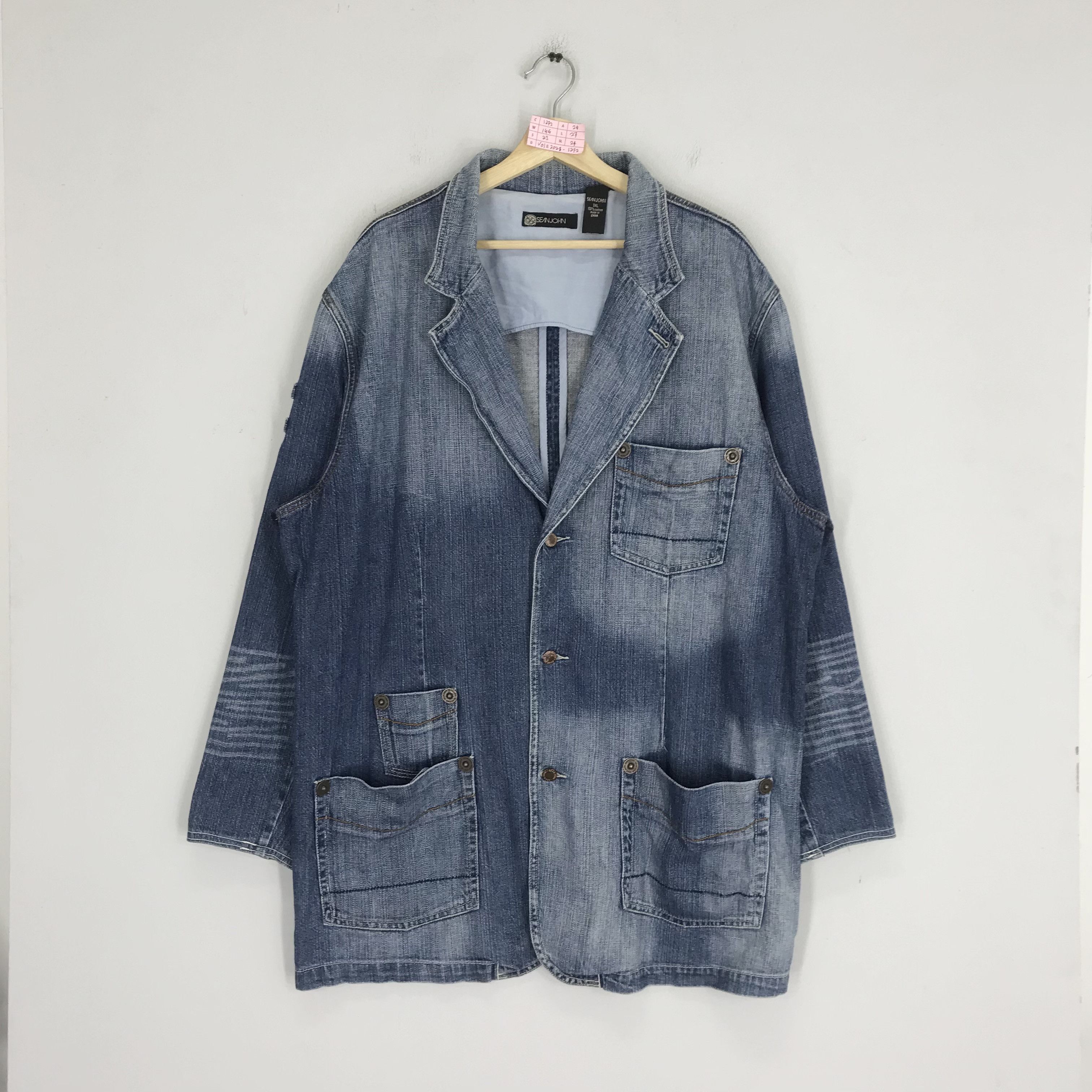 Sean John × Vintage Vintage 90s Sean John Denim Workers Jacket Stone Wash Blue Size US L / EU 52-54 / 3 - 1 Thumbnail