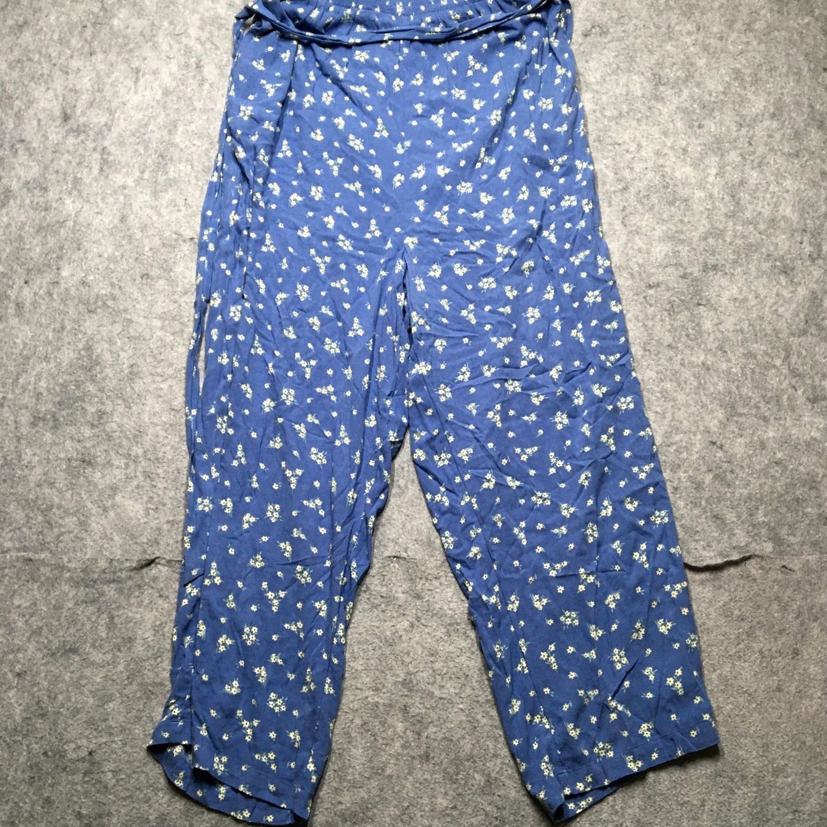 American Eagle Outfitters American Eagle Outfitters 2 Piece Set Womens XL Blue Floral Tank Pants Ruffle Shirt Pants Set Size 40" / US 18 - 3 Thumbnail