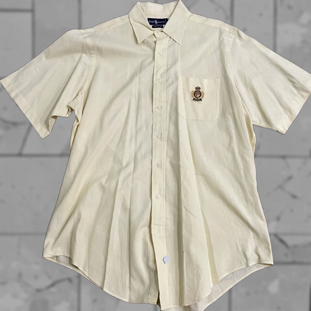 Ralph Lauren Ralph Lauren Shirt Button-Down Short Sleeve Mens L Yellow 100% Cotton Size US L / EU 52-54 / 3 - 1 Thumbnail