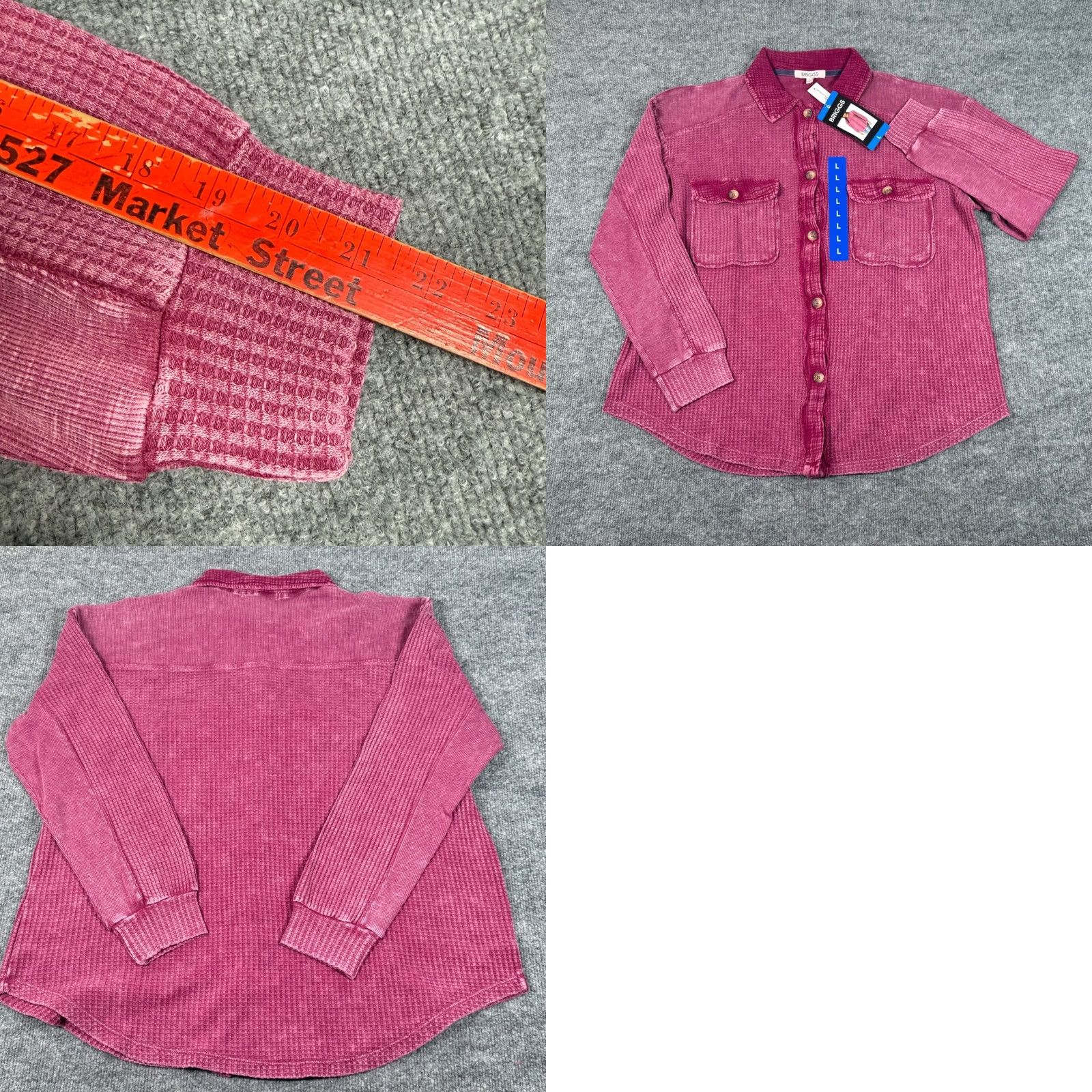 Vintage BRIGGS Button-Up Shirt Waffle Knit Long Sleeve Pink Women Regular Large Adult Womens Shacket Thermal Pockets Size L / US 10 / IT 46 - 8 Thumbnail