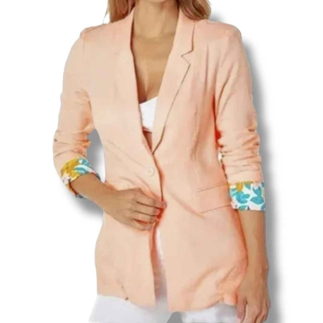 Other BCBGeneration linen boyfriend peach & floral blazer NEW Size M / US 6-8 / IT 42-44 - 1 Thumbnail