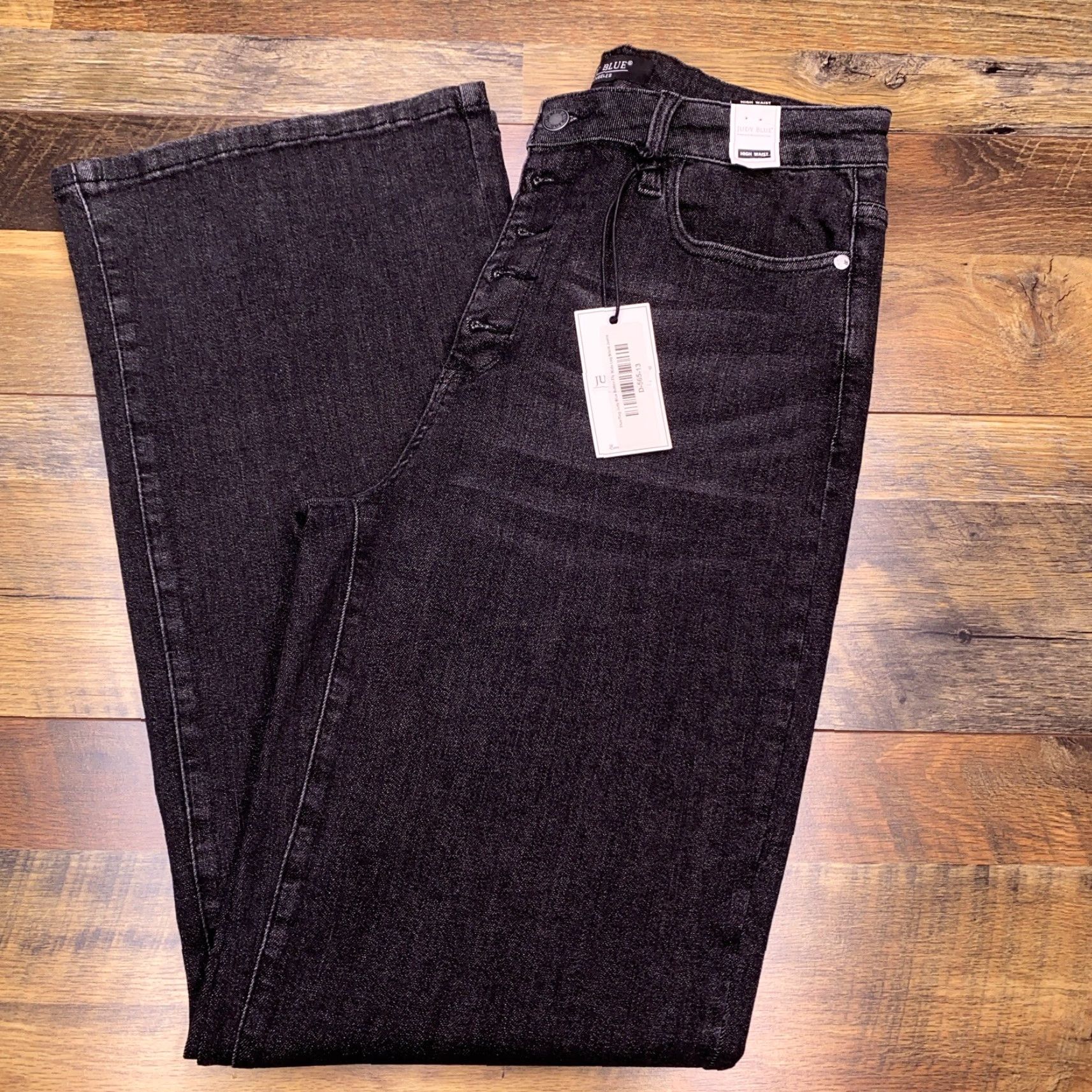 Vintage Judy Blue Jeans 31 Black Wide-Leg Stretch Button Fly 5-Pocket City Womens Vote: Union? Size 24" / US 00 / IT 34 - 4 Thumbnail