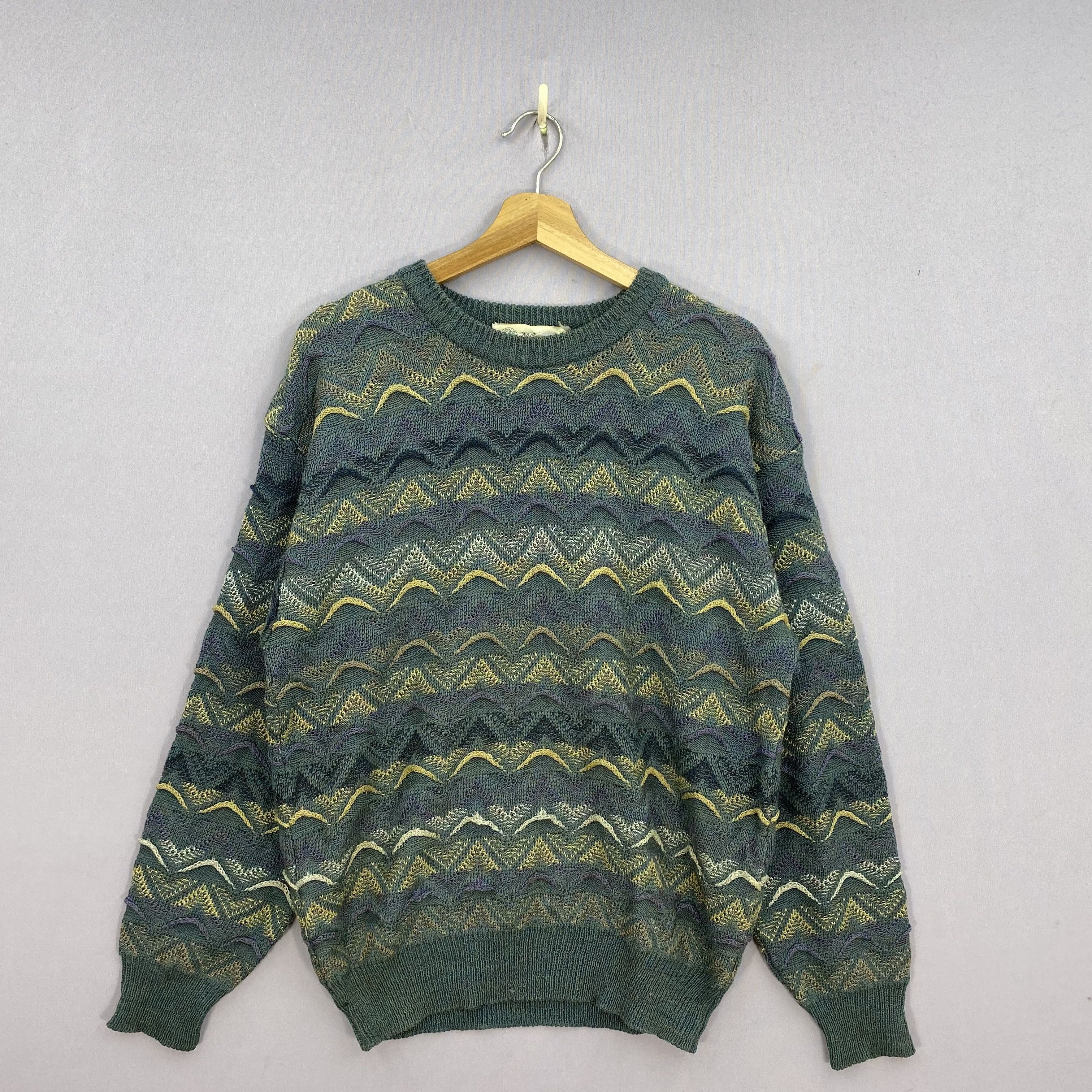 Vintage Vintage 90s Alen Vestino Textured Knit Sweatshirt Jumper Size US M / EU 48-50 / 2 - 2 Thumbnail