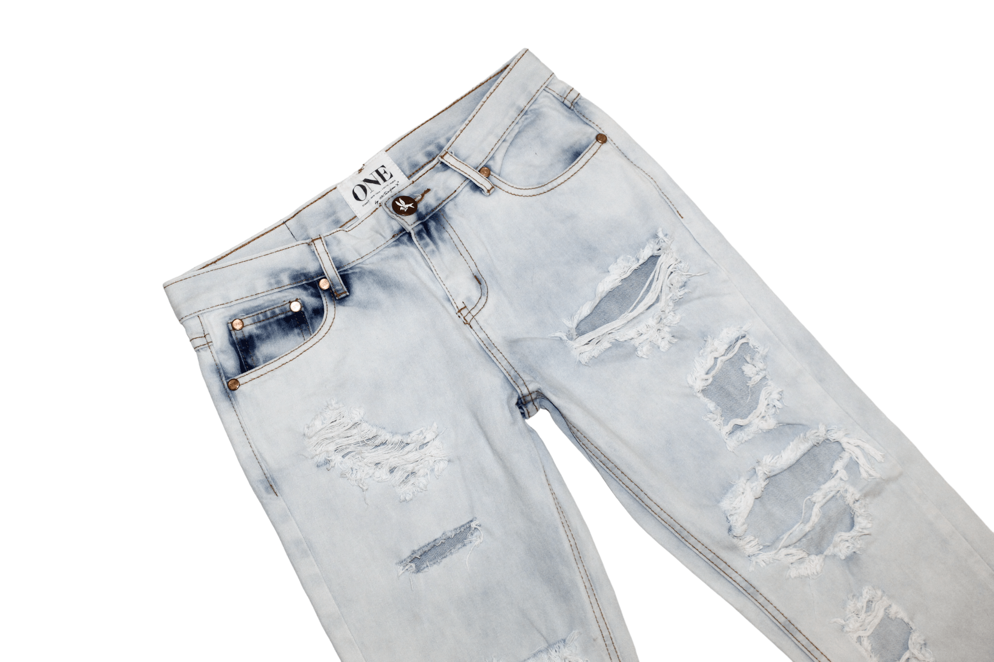 One Teaspoon Y2k One Teaspoon Light Blue Washed Destroyer Jeans Size US 26 / EU 42 - 4 Thumbnail