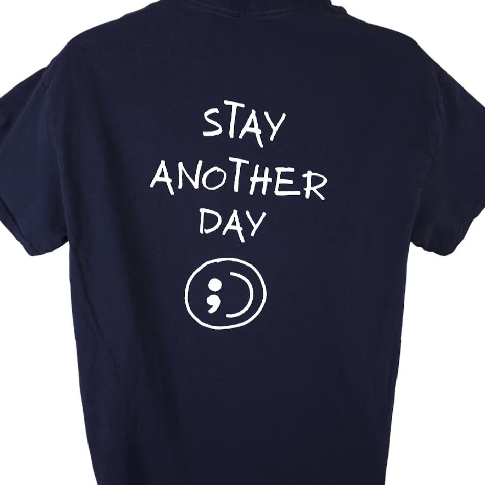 Vintage SAD Stay Another Day T Shirt Mens Large Blue Graphic Tee Mental Health Awareness Shirt Size US L / EU 52-54 / 3 - 4 Thumbnail