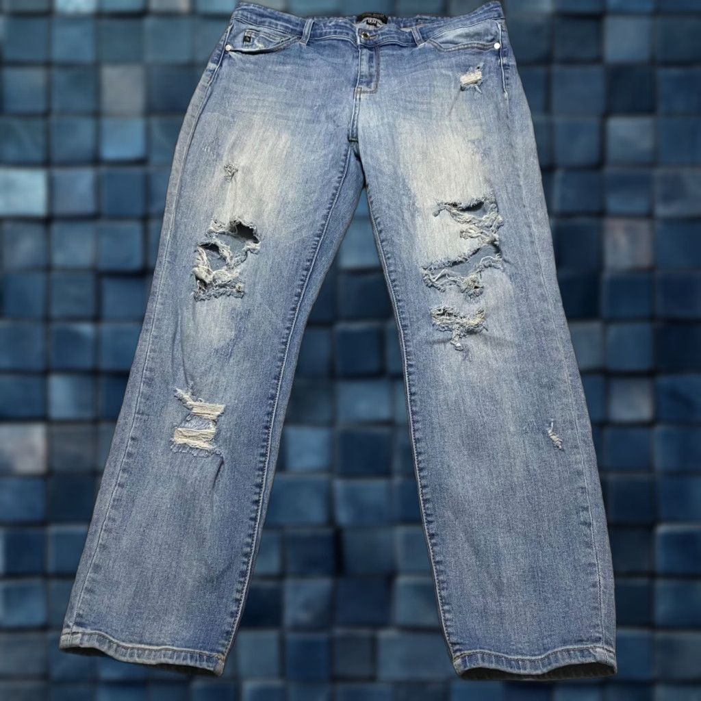 Denime Judy Blue Jeans Womens 15 Denim Skinny Mid Rise Distressed Pockets Blue 5-Pocket Regular Inseam 28 Size 36" / US 14 / IT 50 - 1 Thumbnail