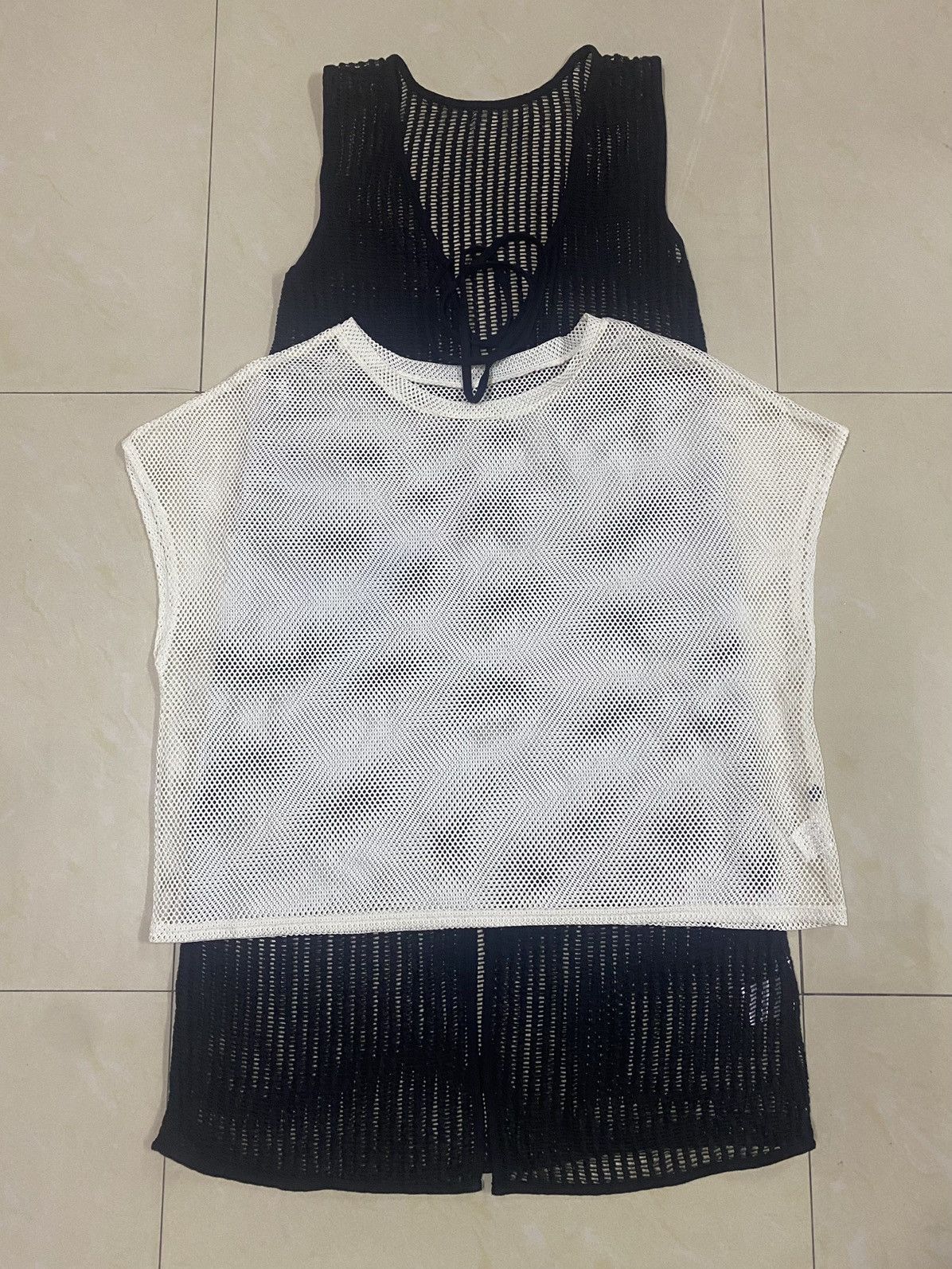 image of 20471120 x Beauty Beast Crop Tops & Dress Fishnet in Black/White, Women's