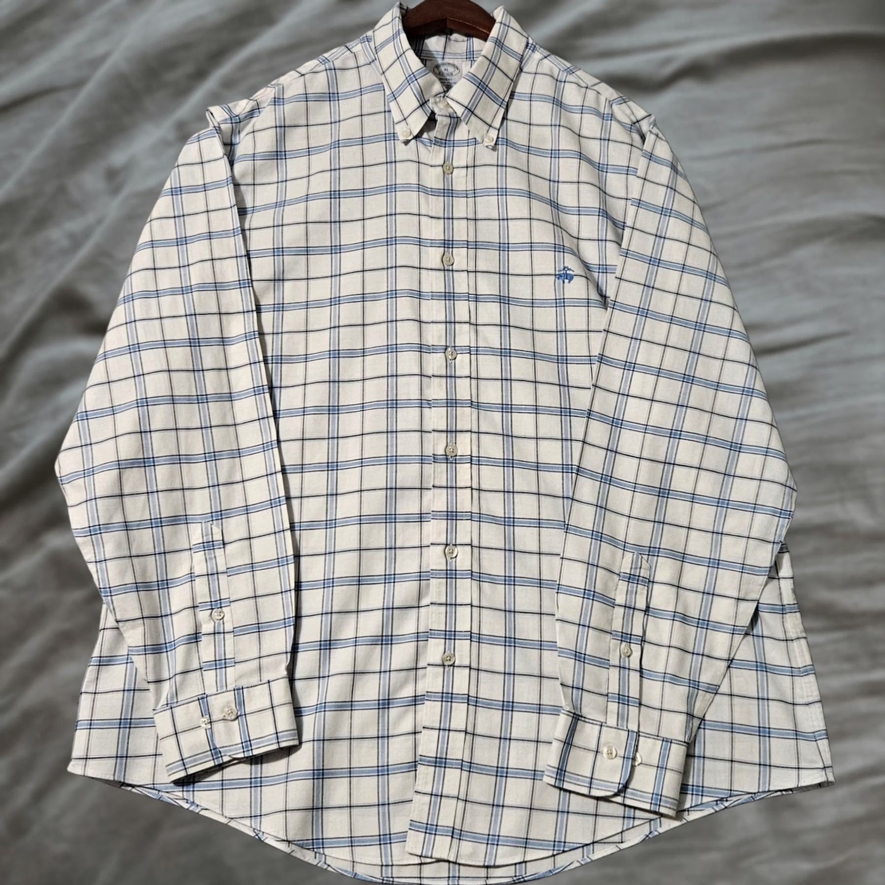 Brooks Brothers Brooks Brothers Button Down Shirt XL Mens Blue Plaid Regent Fit Long Sleeve Size US XL / EU 56 / 4 - 1 Thumbnail