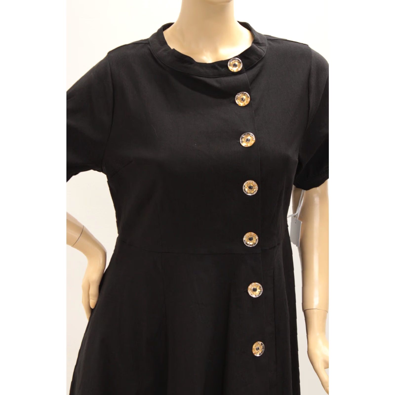 Vintage VINTAGE UniqueVintage Black Asymmetrical Button Woven Swing Dress Women XL A-Line Dress Size XL / US 12-14 / IT 48-50 - 7 Thumbnail