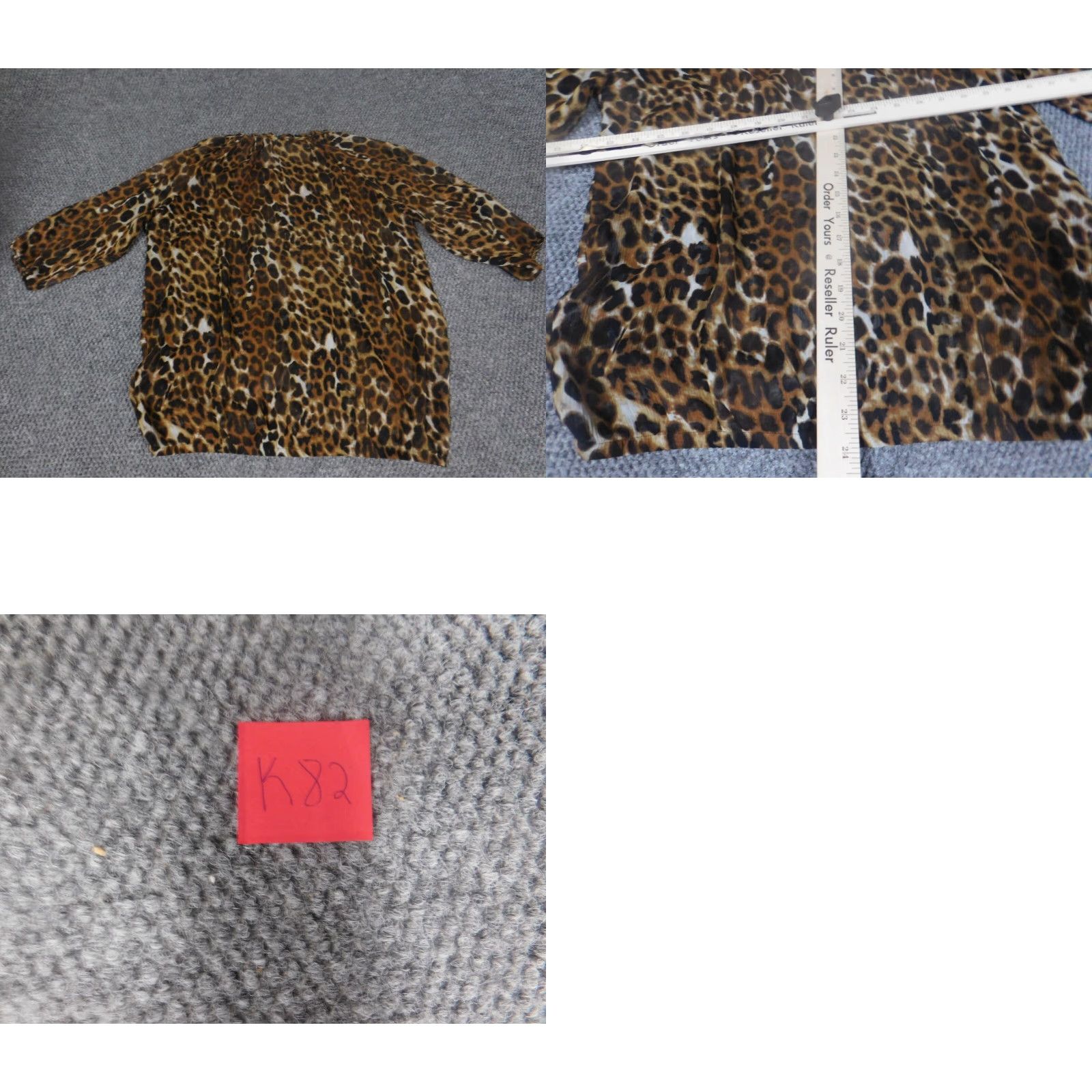 Express Express Womens Blouse Button-Up Shirt Casual Scoop Neck 3/4 Sleeve Brown Animal Print Small S Regular Cotton Down Stretch Designer Modern Womens Size S / US 4 / IT 40 - 9 Thumbnail