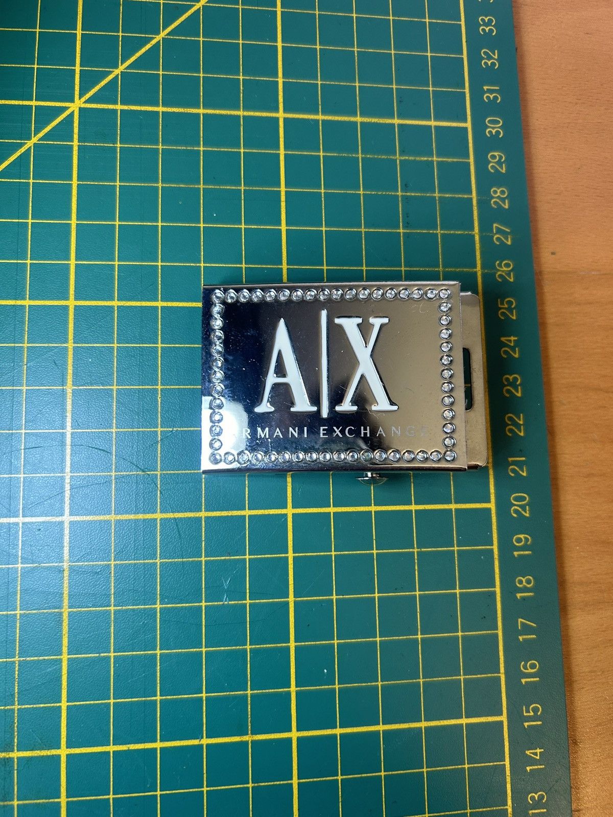 Armani Exchange Pair of 2 Vintage Armani Exchange rhinestone logo beltbuckle Size ONE SIZE - 2 Thumbnail