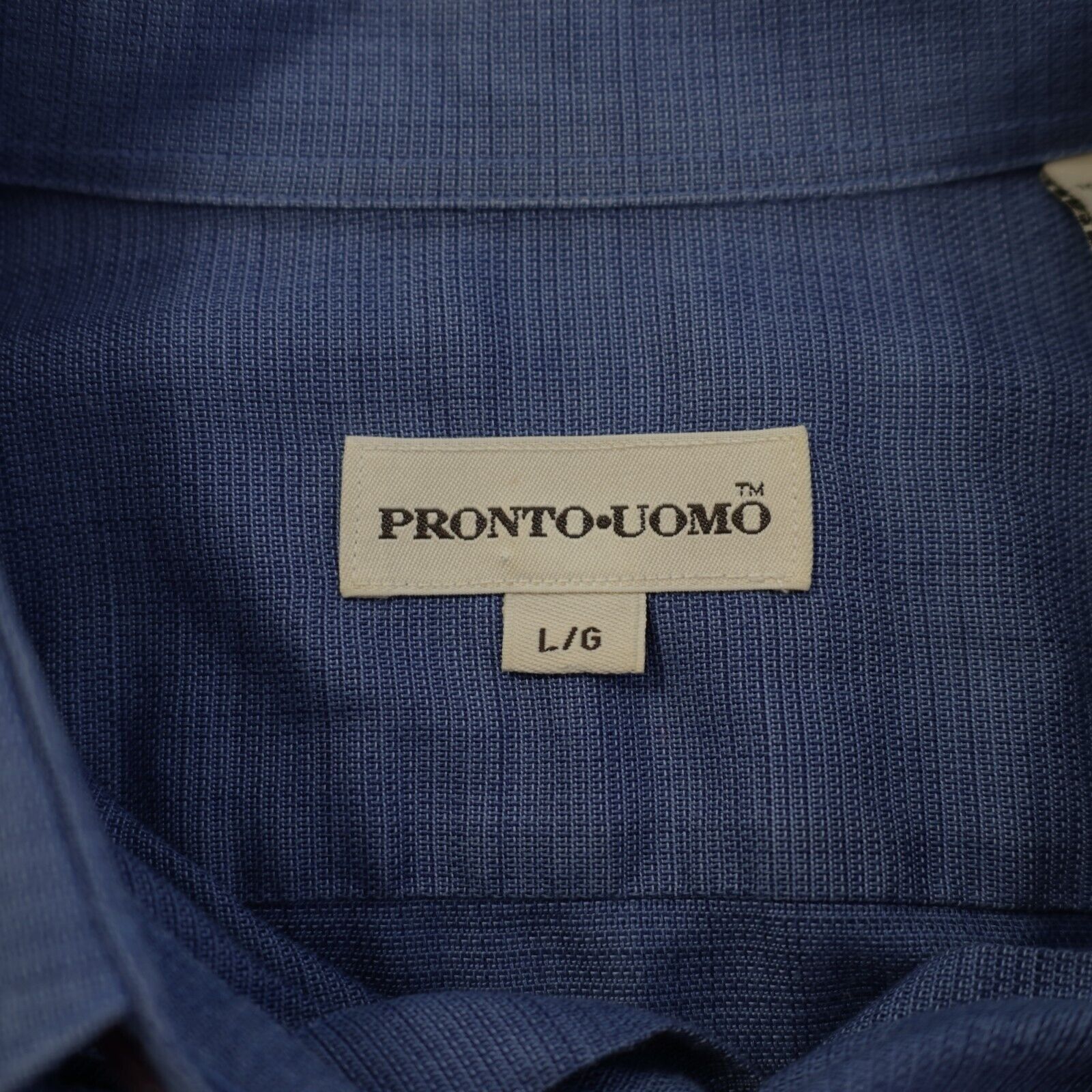 Pronto Uomo DAMAGED Pronto Uomo Blue Weave Large Cotton Hide-Away Button Size US L / EU 52-54 / 3 - 10 Thumbnail