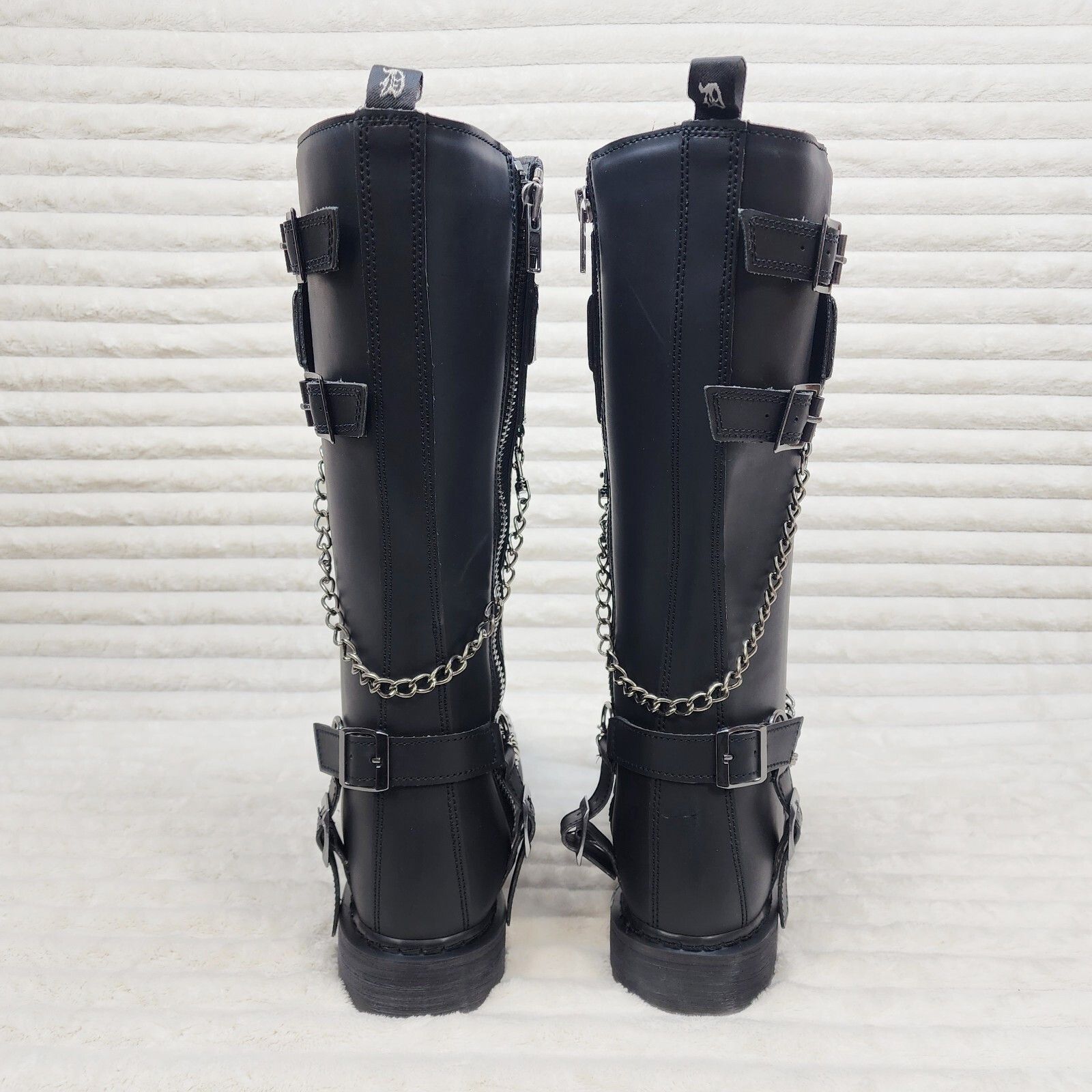 Other DEMONIA Bolt 415 Goth Combat Biker Knee Boots Black Matte Me Size US 7 / EU 40 - 3 Thumbnail