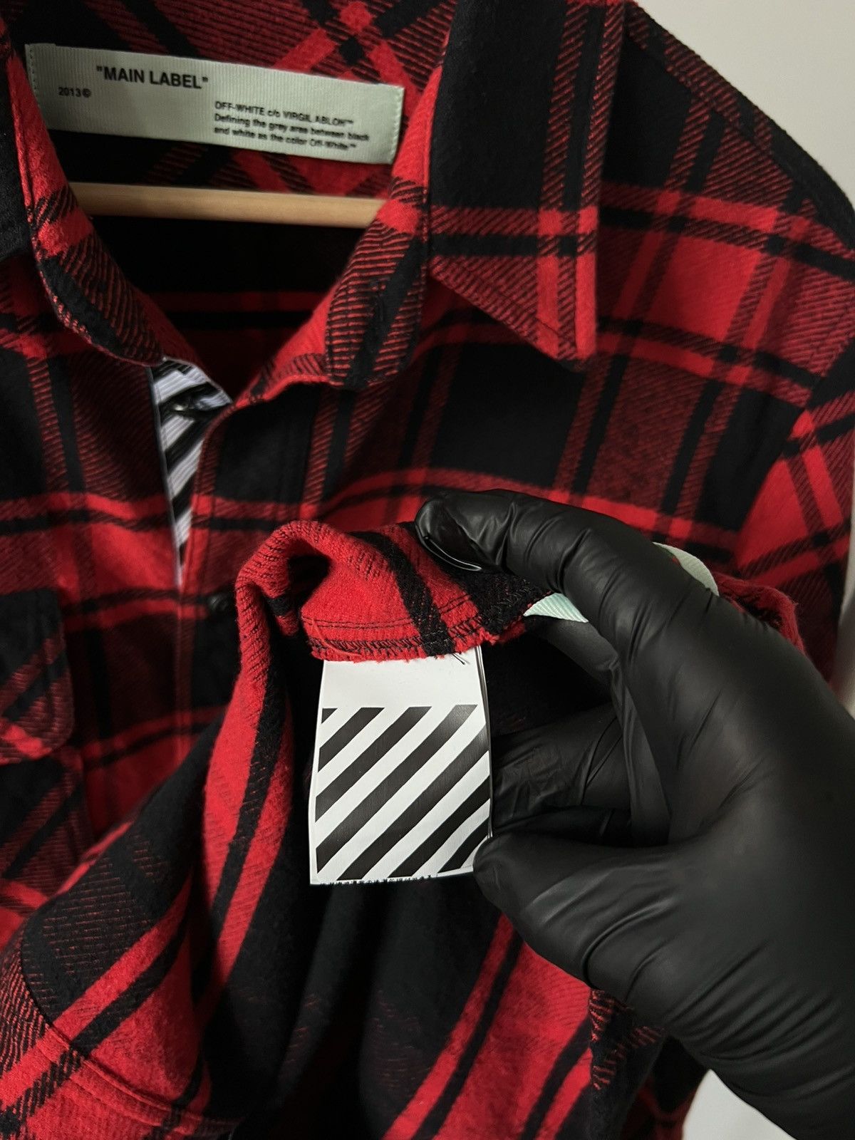 Off-White Off-White Red and Black Flannel Quote Shirt Luxury Size US M / EU 48-50 / 2 - 12 Thumbnail