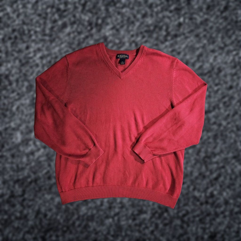 Brooks Brothers VINTAGE Brooks Brothers Signature 100% Supima Cotton V-Neck Sweater Men 2XL Red Size US XXL / EU 58 / 5 - 1 Thumbnail