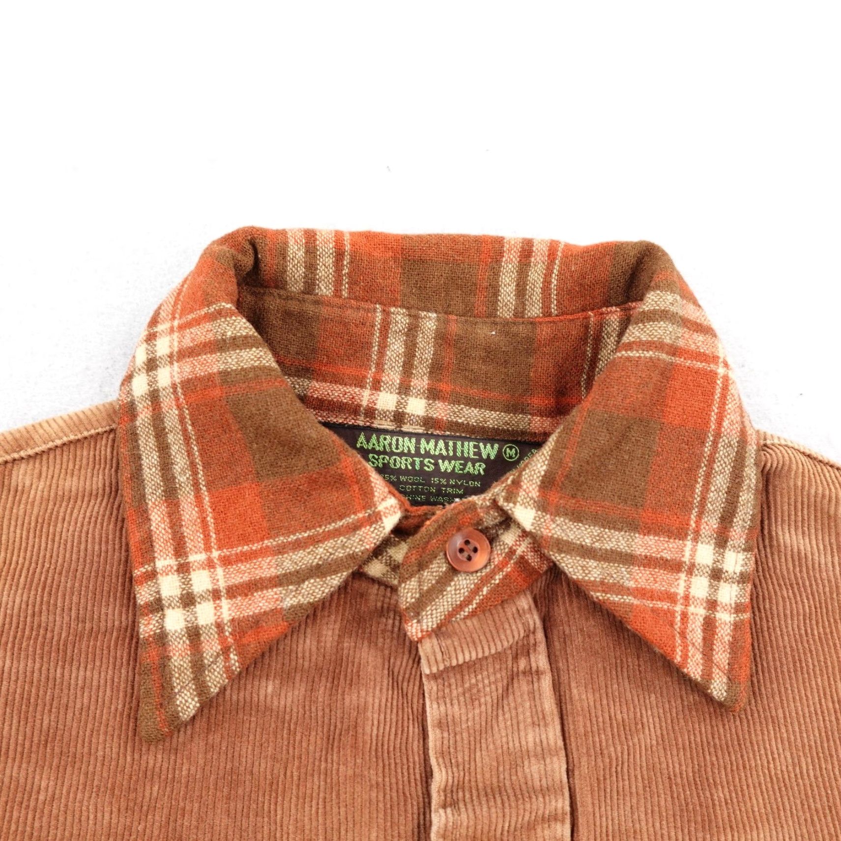 Vintage VINTAGE Aaron Mathew Shirt Mens Medium Brown Wool Blend Corduroy Western 80s Plaid Button-Up Cowboy Mens Size US M / EU 48-50 / 2 - 2 Thumbnail