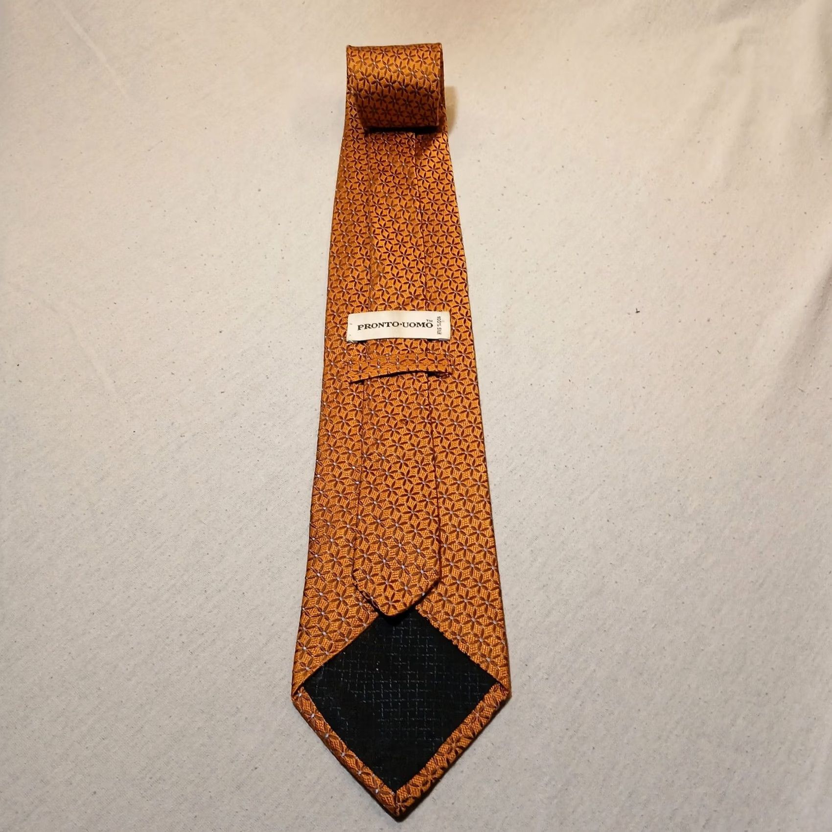 Pronto Uomo Pronto Uomo Men Silk Tie Orange Floral Pattern 57" x 3.75" Necktie Designer Flower Style Men Size ONE SIZE - 3 Thumbnail