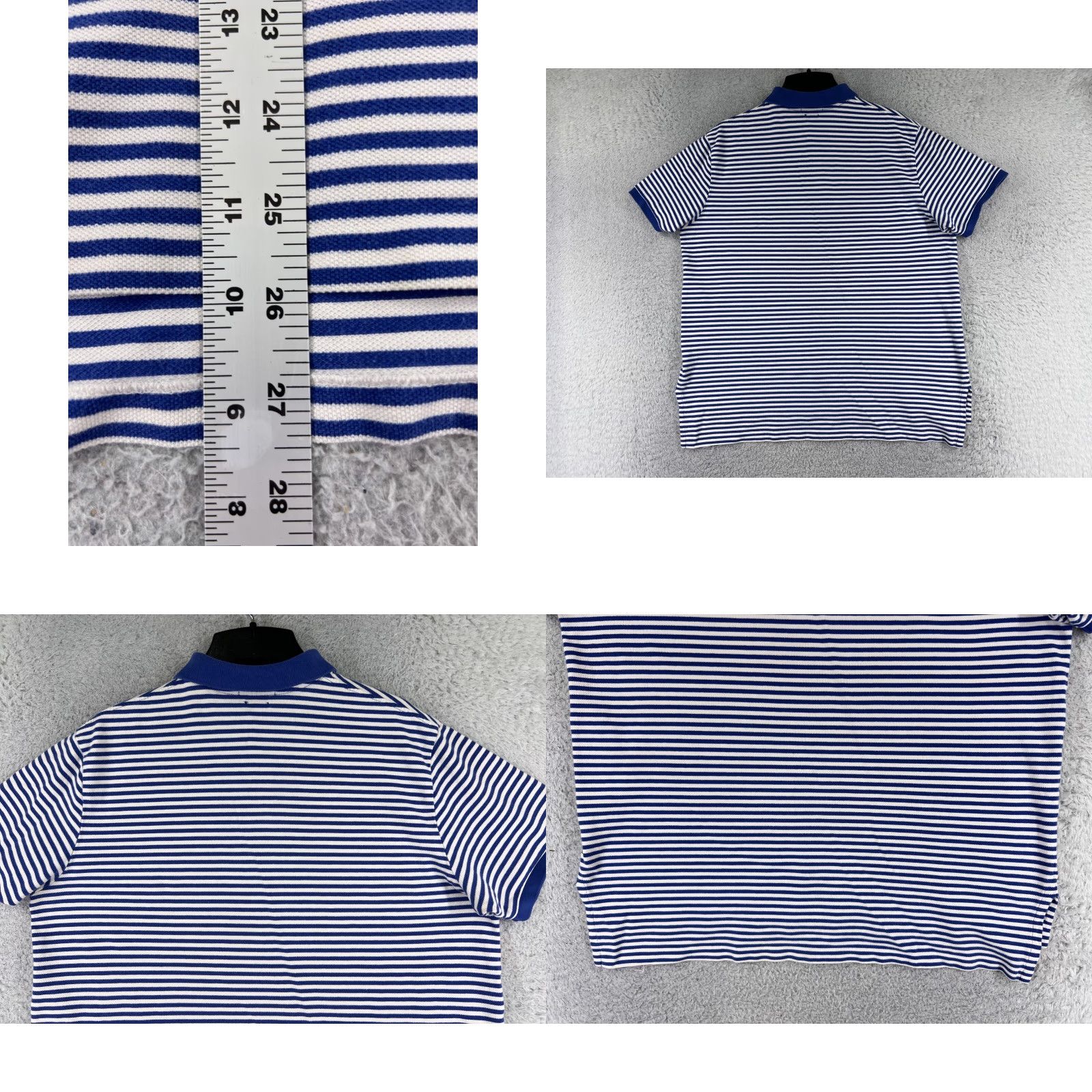 Ralph Lauren VINTAGE Ralph Lauren Polo Shirt Adult XL White Blue Stripe Pony Golf Cotton Slim Fit Mens Size US XL / EU 56 / 4 - 9 Thumbnail