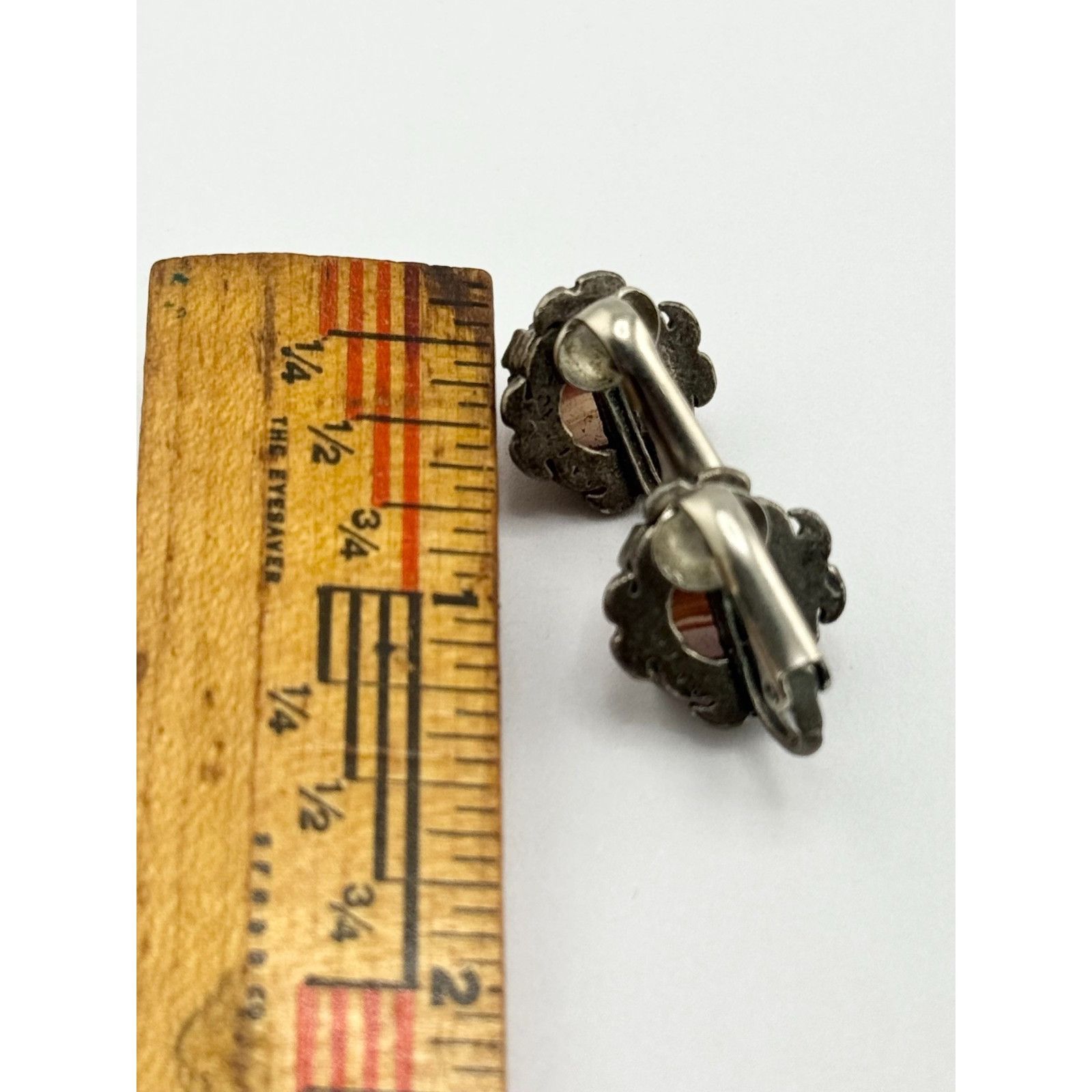 Vintage Vintage glass agate stone silver clip on earrings Size ONE SIZE - 5 Thumbnail