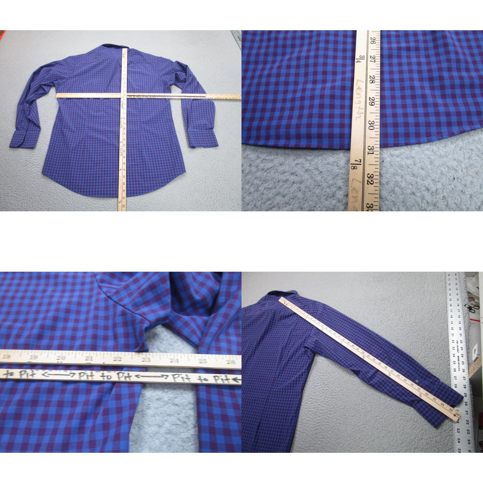 Mizzen+Main Mizzen+Main Leeward Shirt Mens Medium Blue Purple Check Dress Shirt Size 40R - 8 Thumbnail