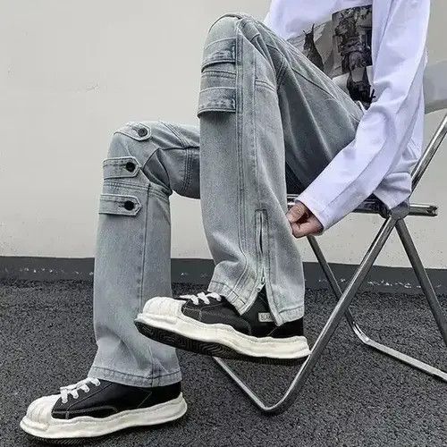 Japanese Brand Street Niche Style Zipper Leg Denim Cargo Pant Size US 28 / EU 44 - 6 Thumbnail