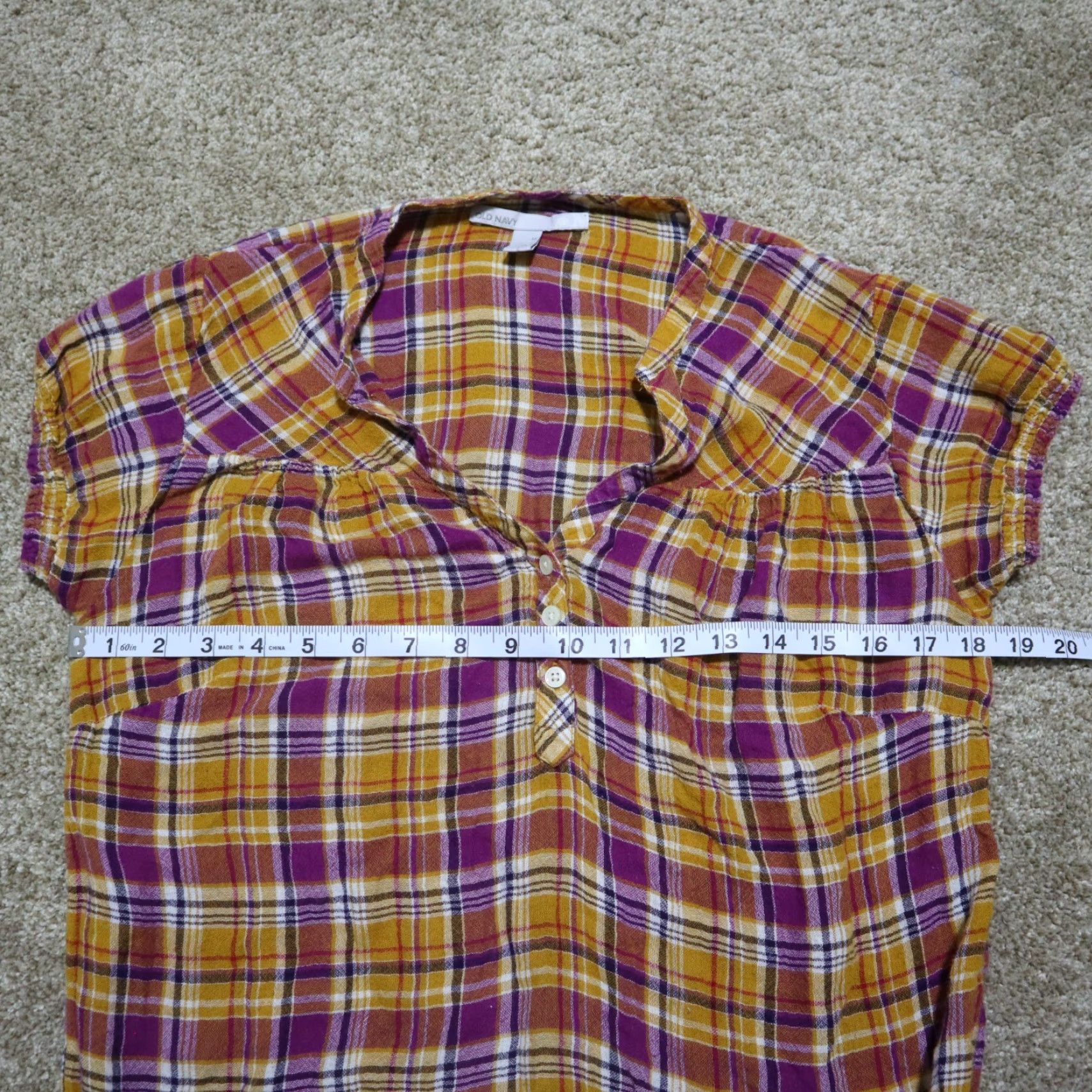 Old Navy Old Navy Shirt Casual Button-Up Plaid Tunic Purple Red 100% Cotton Women M Medium Long Sleeve Size M / US 6-8 / IT 42-44 - 4 Thumbnail
