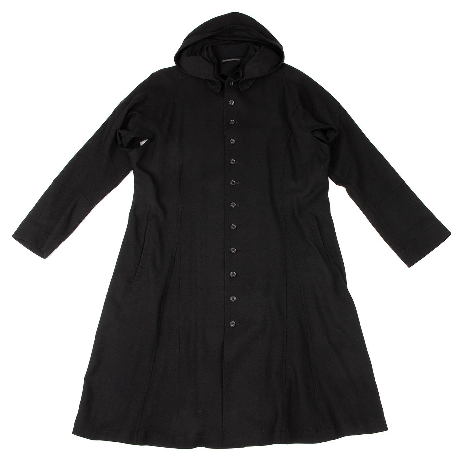 Yohji Yamamoto Yohji Yamamoto Wool Hooded Long Coat Black Size US M / EU 48-50 / 2 - 1 Thumbnail