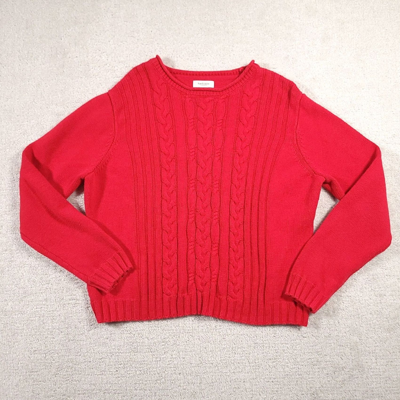 Van Heusen Van Heusen Sweater Womens XL Red Long Sleeve Cable Knit Size XL / US 12-14 / IT 48-50 - 2 Thumbnail