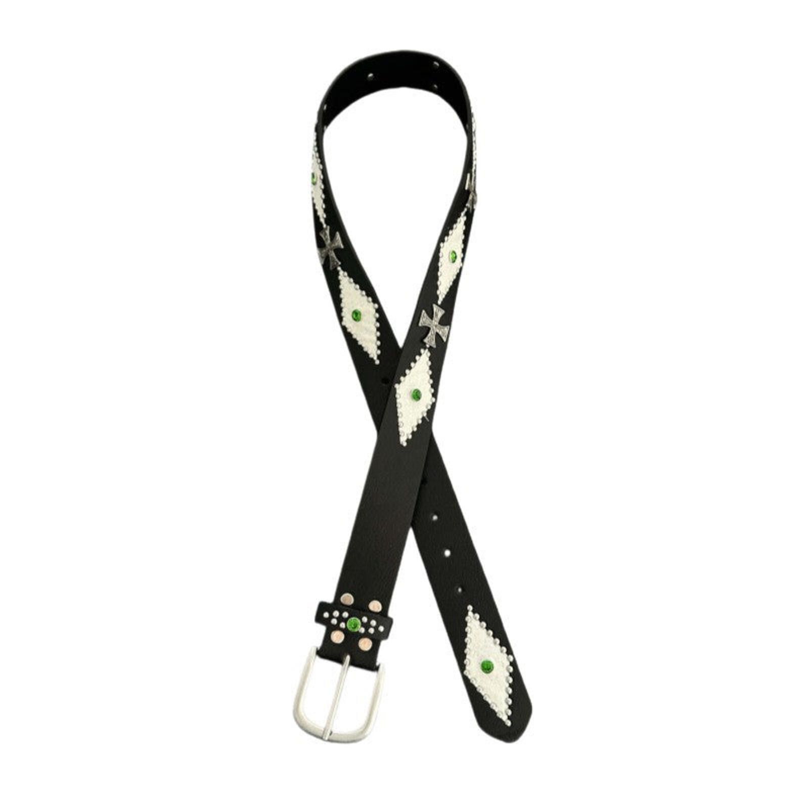Other Olive Crystal Cross Diamond Belt | Dark Black Street Size ONE SIZE - 5 Thumbnail