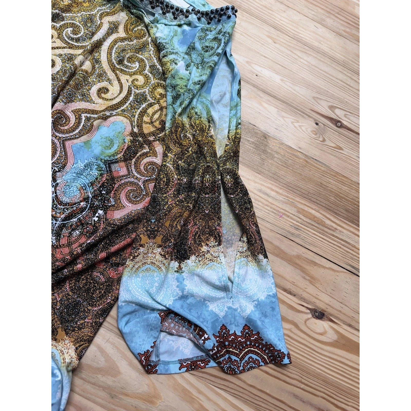 Chicos Chicos Cut Out Long Sleeves Beaded Dress Aqua Print Sz 3 XL Size XL / US 12-14 / IT 48-50 - 10 Thumbnail