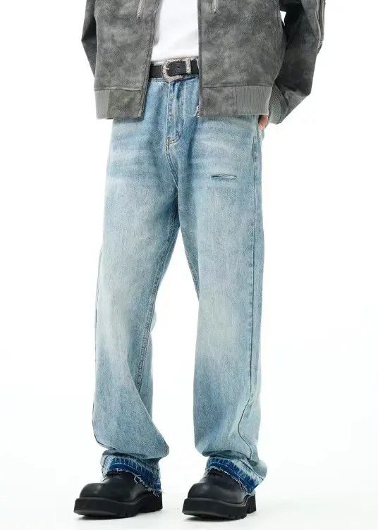 VIBE American street washed loose versatile ripped straight jeans Size US 32 / EU 48 - 1 Thumbnail