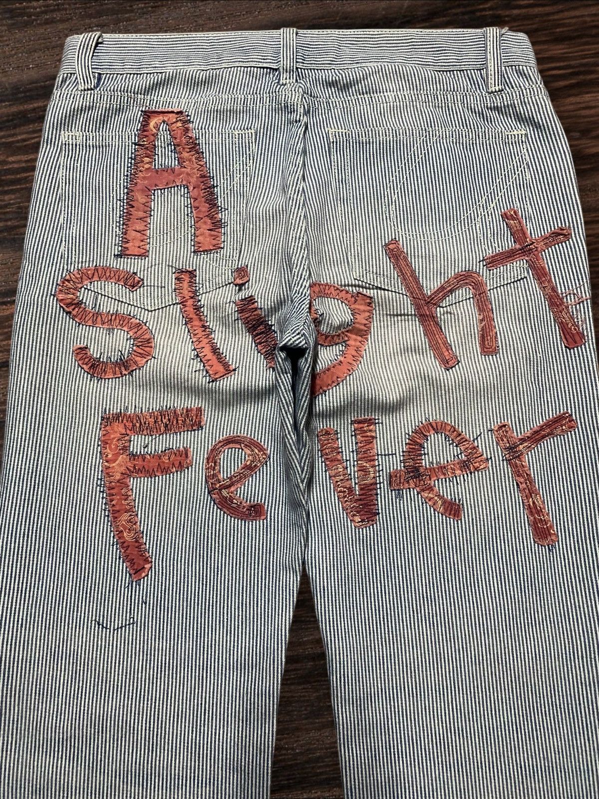 1620 Workwear Hickory Stripe Work Pants Patches Back ‘A Slight Fever Size US 32 / EU 48 - 4 Thumbnail