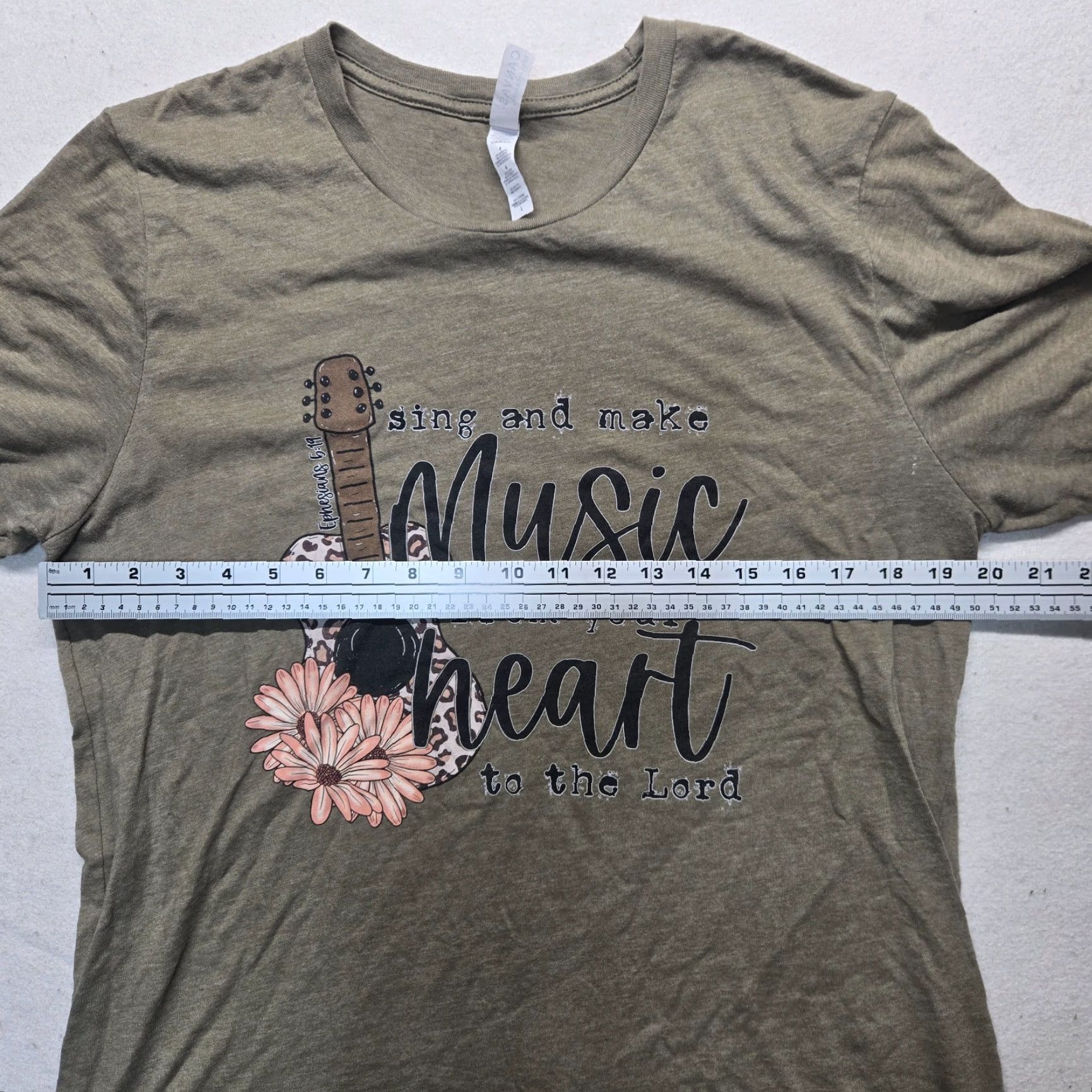Vintage Christian T-Shirt Ephesians 5:19 Bible Verse Casual Short Sleeve Adult Women's Large Beige Size L / US 10 / IT 46 - 4 Thumbnail