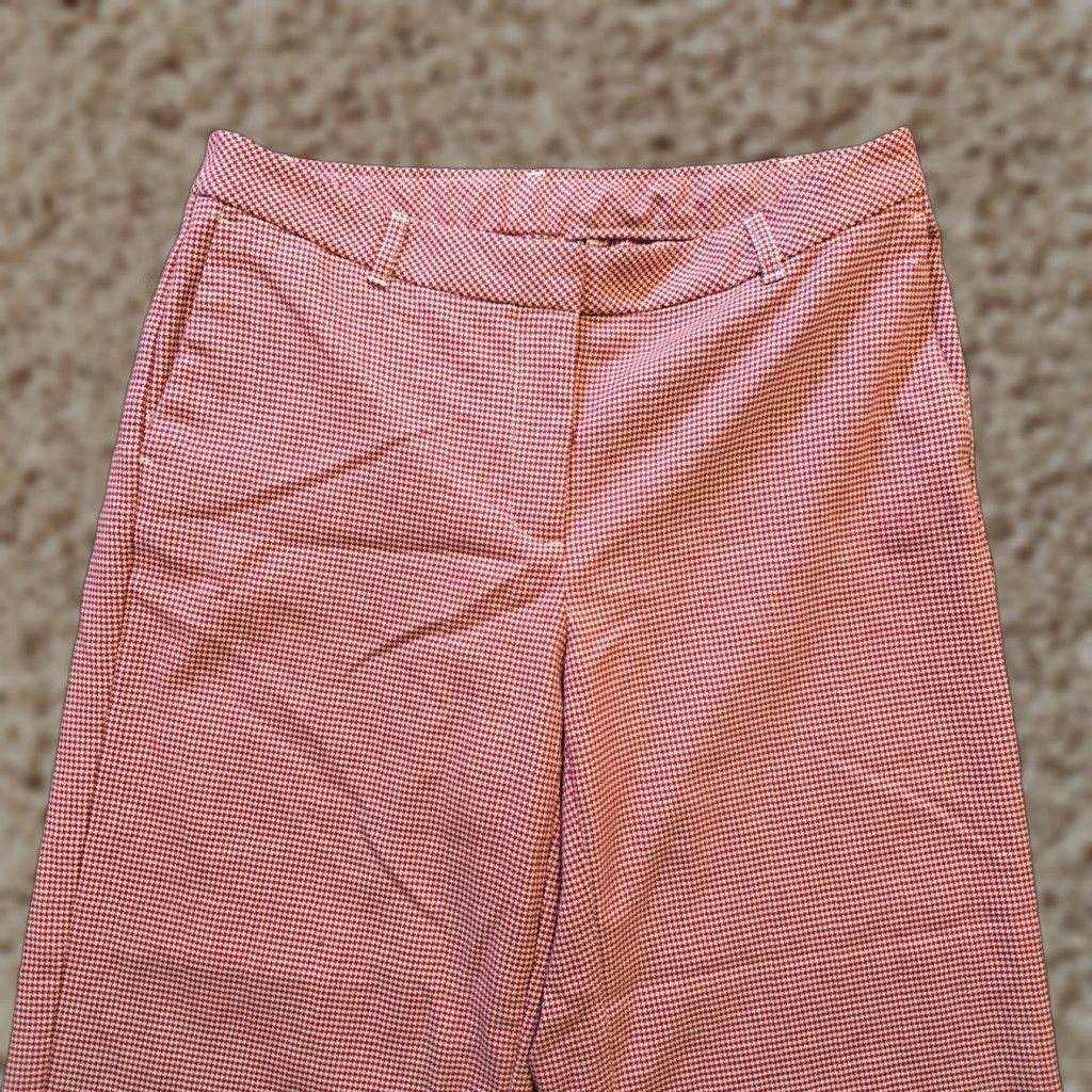 J. Jill J. Jill Pants Womens Size 10 Red Houndstooth Crop Capri Wide Leg Stretch Casual Pants Size 30" / US 8 / IT 44 - 1 Thumbnail