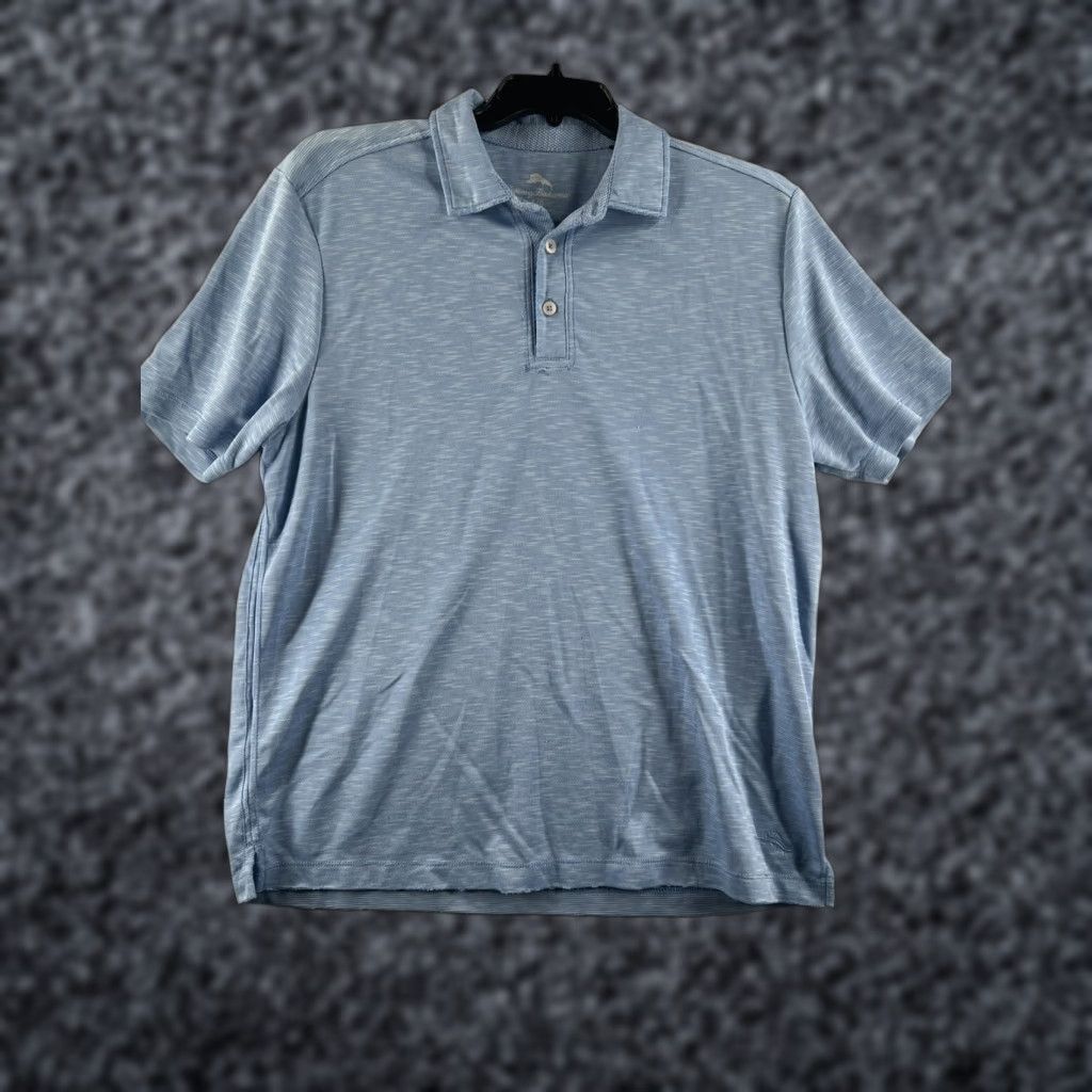 Tommy Bahama Tommy Bahama Polo Shirt Mens Large Blue Solid Cotton Island Zone Golf Casual Short Sleeve Size US L / EU 52-54 / 3 - 1 Thumbnail