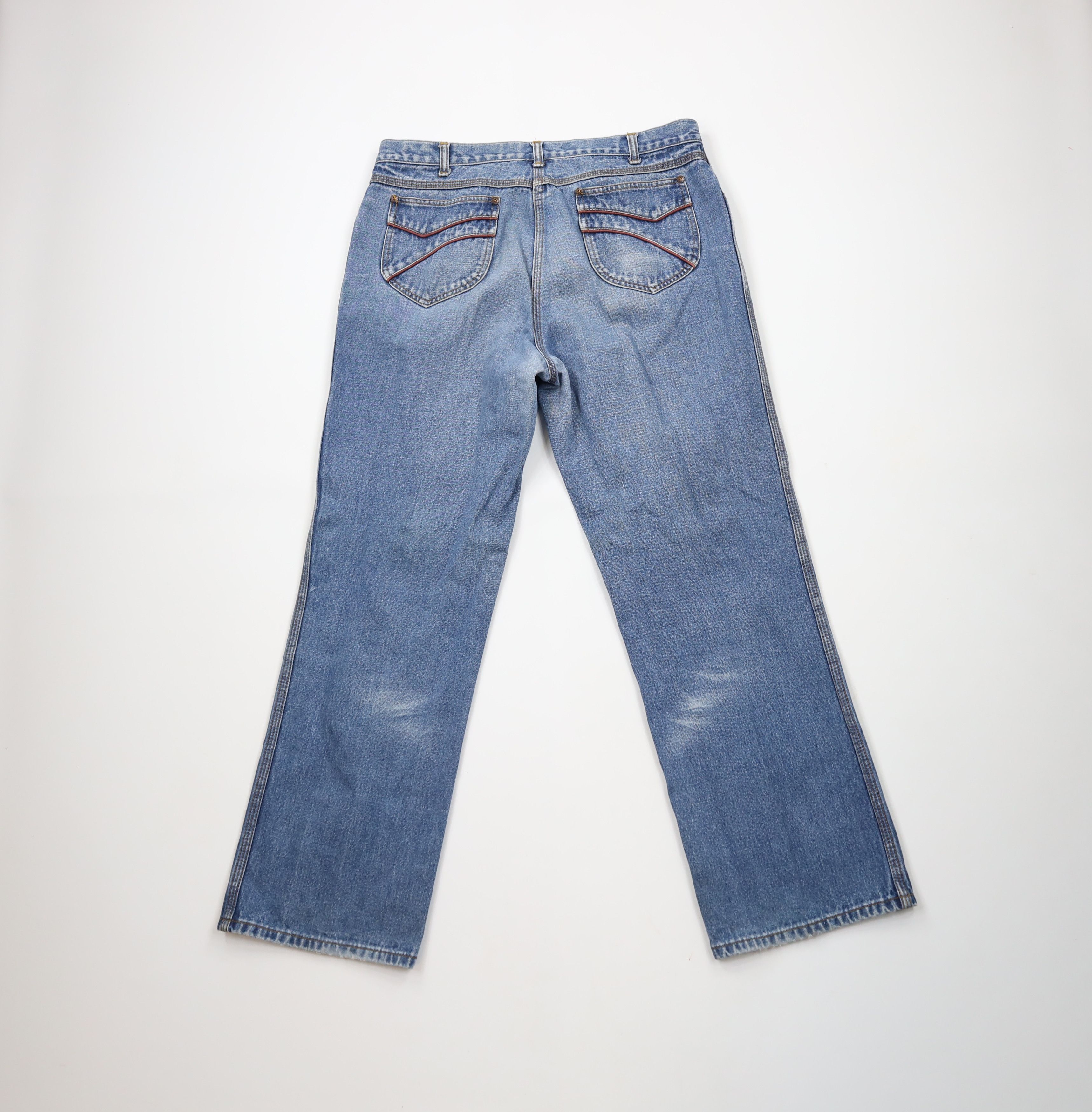 Gap × Vintage Vintage 70s 80s Gap Flared Wide Leg Denim Jeans Blue Cotton Size US 34 / EU 50 - 4 Thumbnail