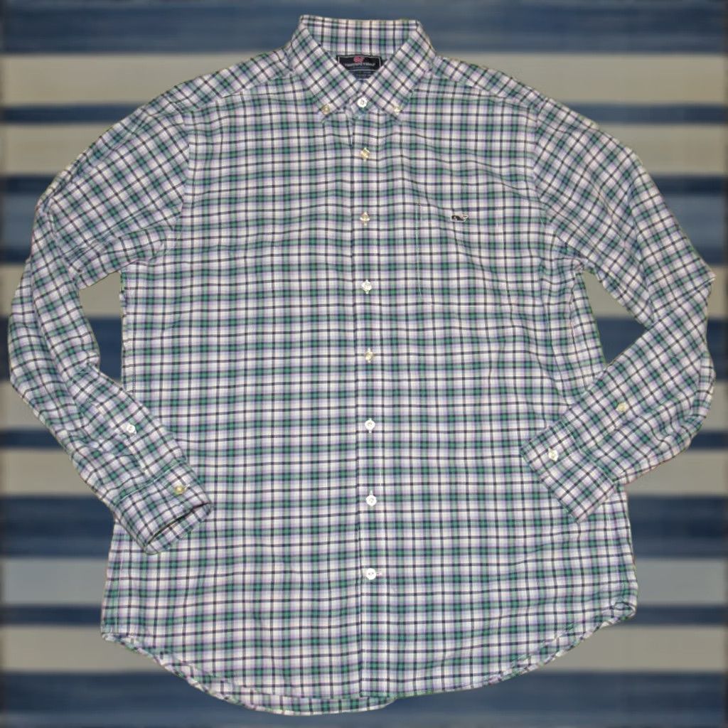 Vineyard Vines VINEYARD VINES Performance Blue Pink Plaid Long Sleeve Button Down Shirt Slim L Men XS Size US L / EU 52-54 / 3 - 1 Thumbnail