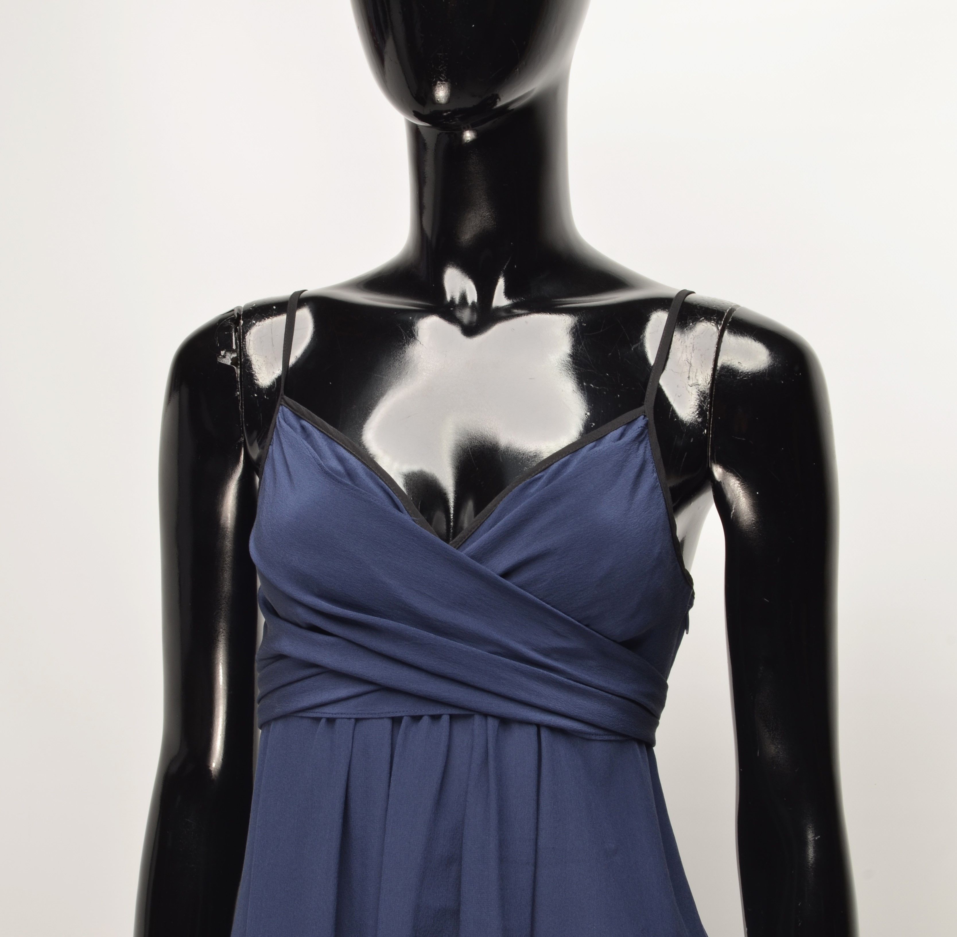 Armani Armani Exchange Navy Silk Mini Dress Size XS / US 0-2 / IT 36-38 - 2 Thumbnail