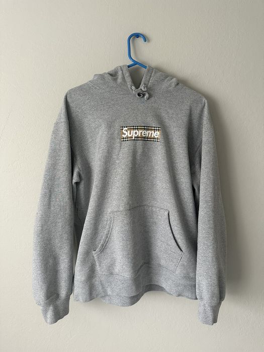 Supreme Supreme Burberry Box Logo Hoodie Grey | Grailed