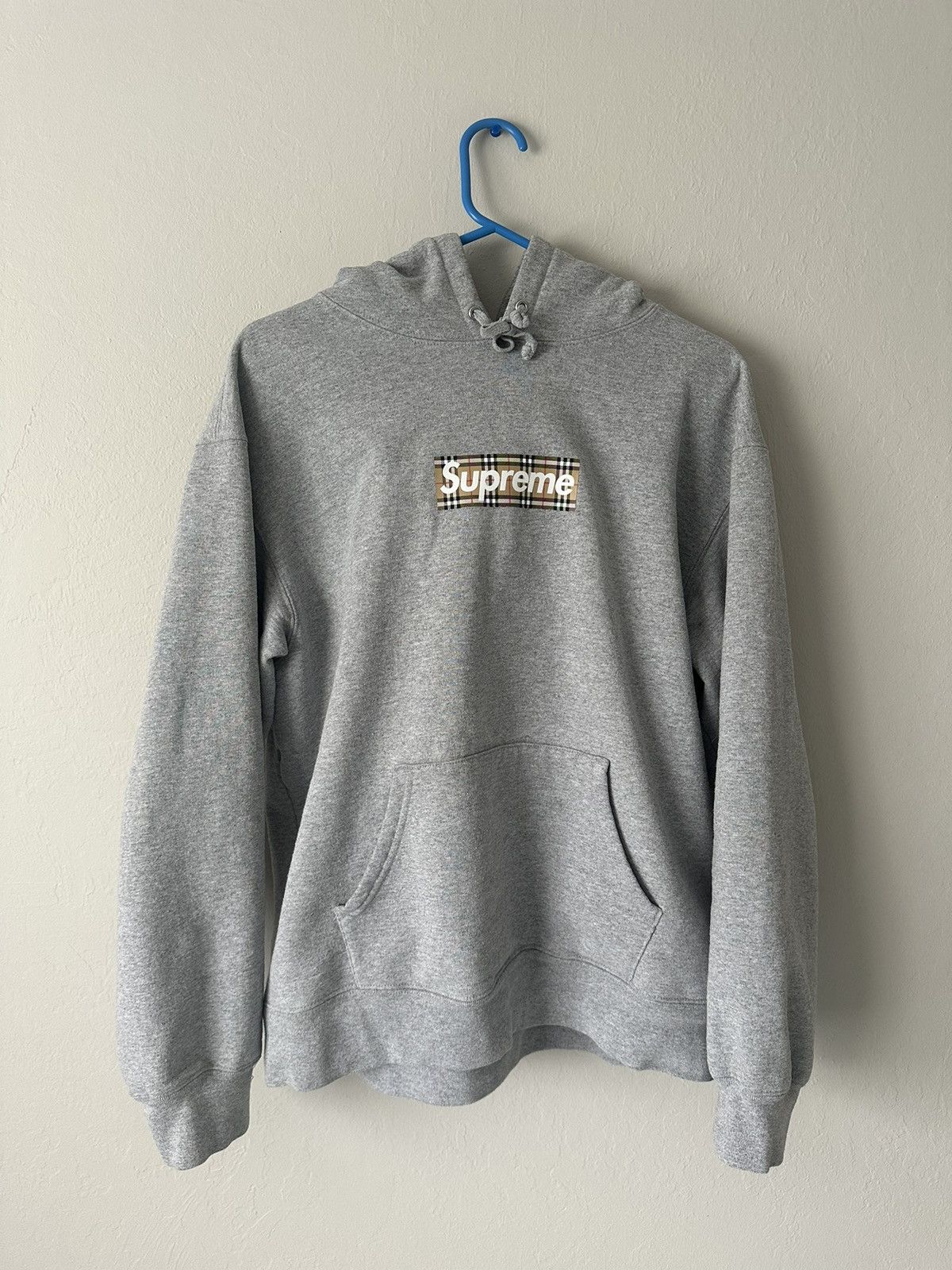 image of Burberry Box Logo Hoodie Grey, Men's (Size Medium)