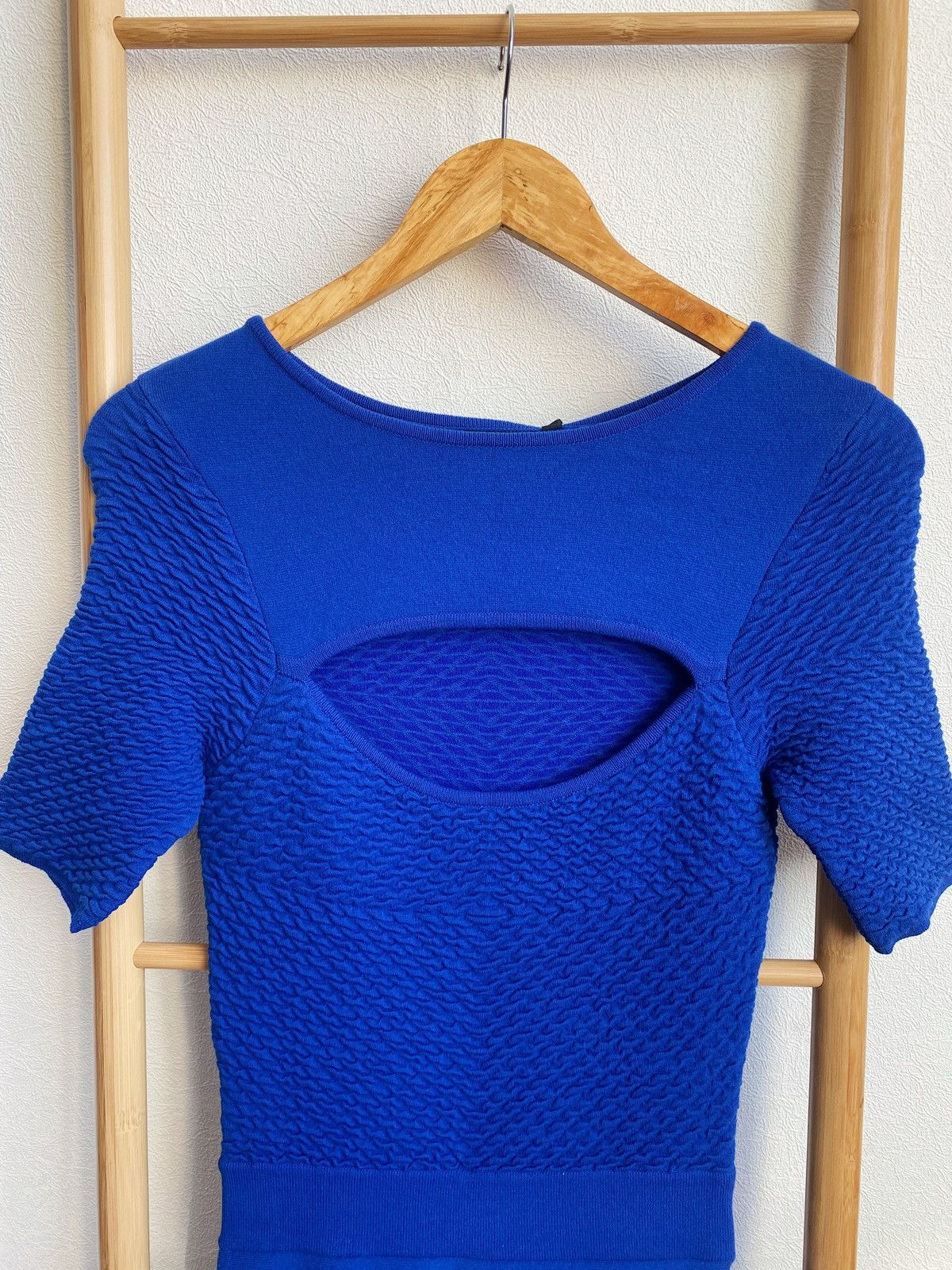 Alexander McQueen Alexander McQueen Auth 38 IT Midi Blue Knit Cotton Dress Size XS / US 0-2 / IT 36-38 - 14 Thumbnail