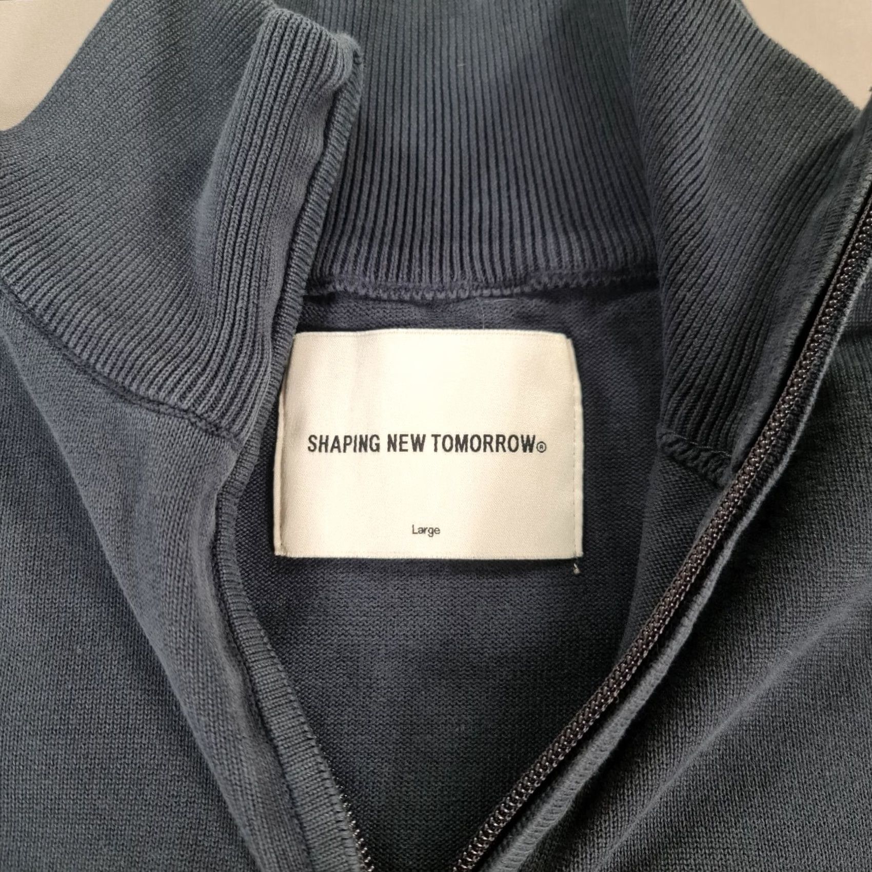 Vintage Shaping New Tomorrow Mens Jumper Blue Large Half Zip Cotton Pullover Size US L / EU 52-54 / 3 - 4 Thumbnail