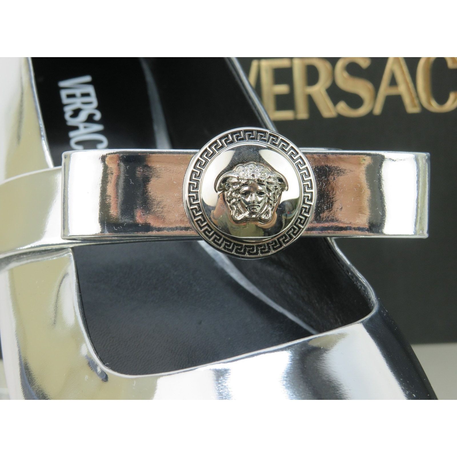 Versace VERSACE SILVER LEATHER COIN MEDUSA HEAD BOW FLATS 40 10 Size US 10 / IT 40 - 5 Thumbnail