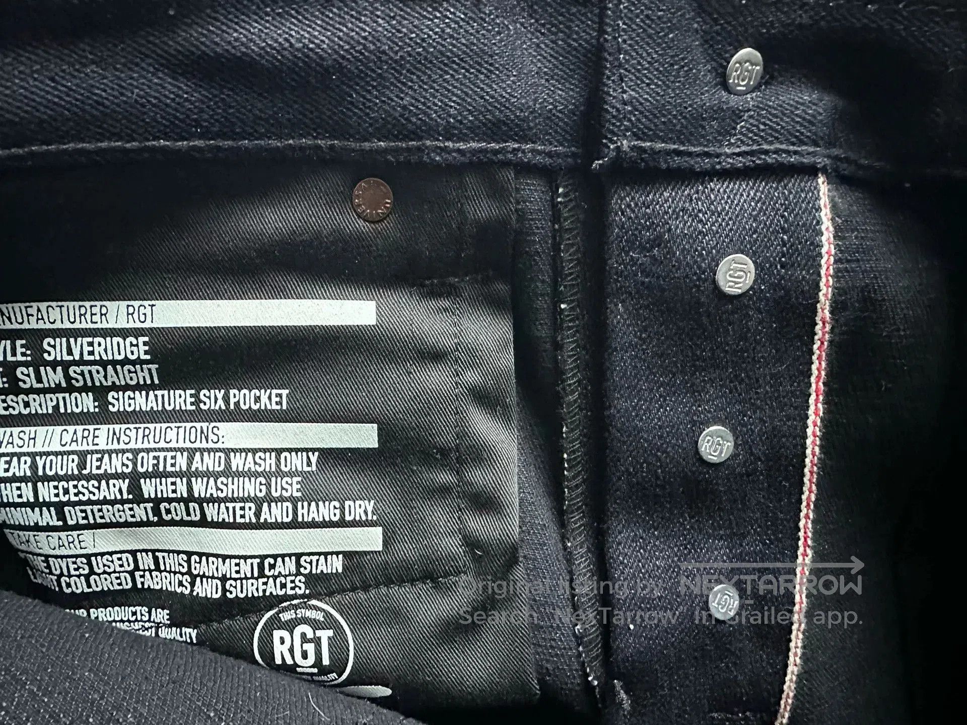 R.H.Vintage RGT 17oz Silveridge Blue Slim Taper Jeans. Size US 33 - 6 Thumbnail