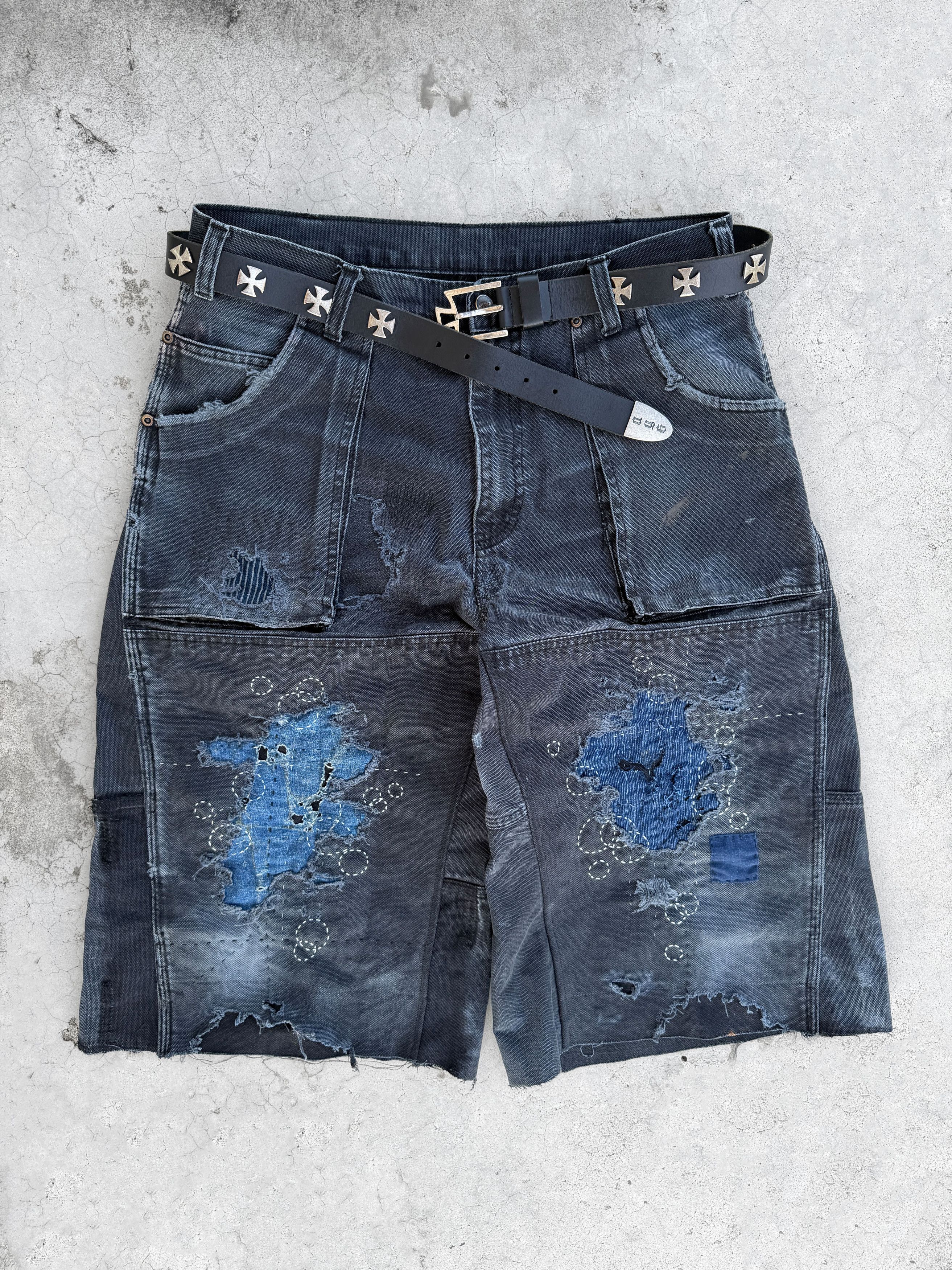 Japanese Brand Vintage Sashiko Repair Dickies Short Double Knee Pant Size US 34 / EU 50 - 3 Thumbnail