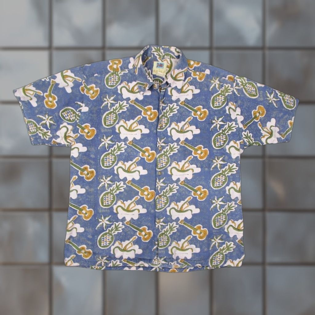 Vintage VINTAGE Kahala Shirt Mens Large Blue Button Up Avi Collection Ukulele Tiki Made in USA Size US L / EU 52-54 / 3 - 1 Thumbnail