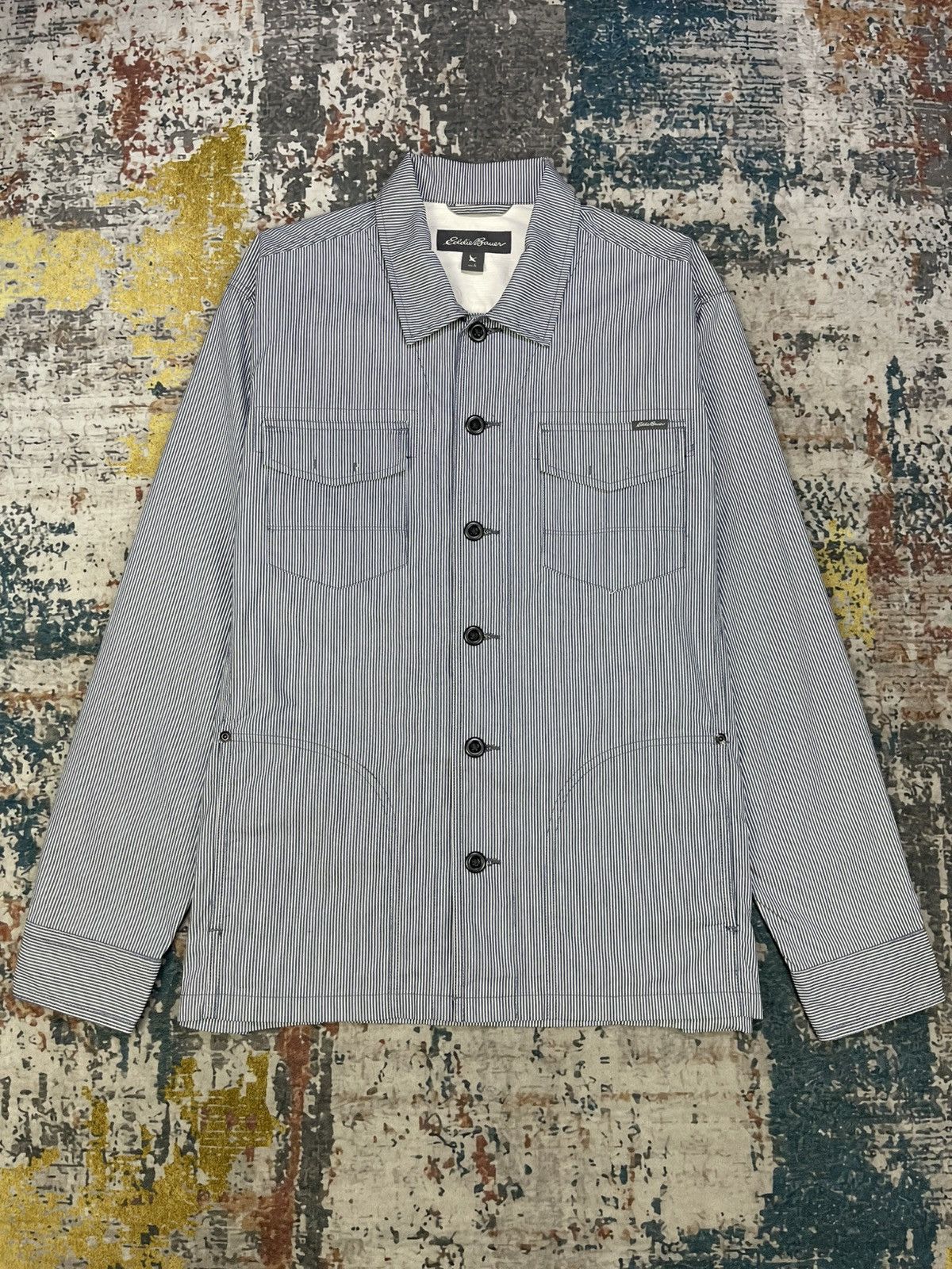 Eddie Bauer Eddie Bauer Hickory Stripe Utility Overshirt Jacket Size US L / EU 52-54 / 3 - 2 Thumbnail