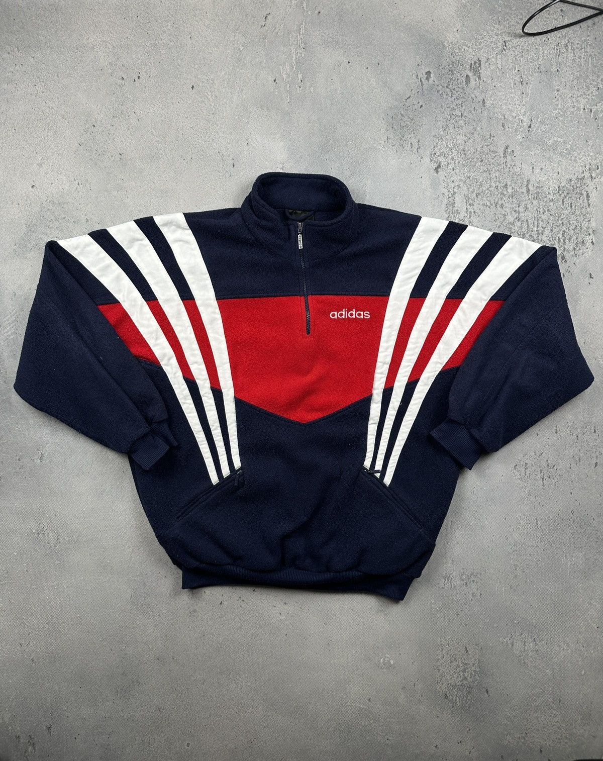 Adidas Vintage Adidas Polar Teddy Fleece Sweater Stripes Zipper 80s Size US L / EU 52-54 / 3 - 4 Thumbnail