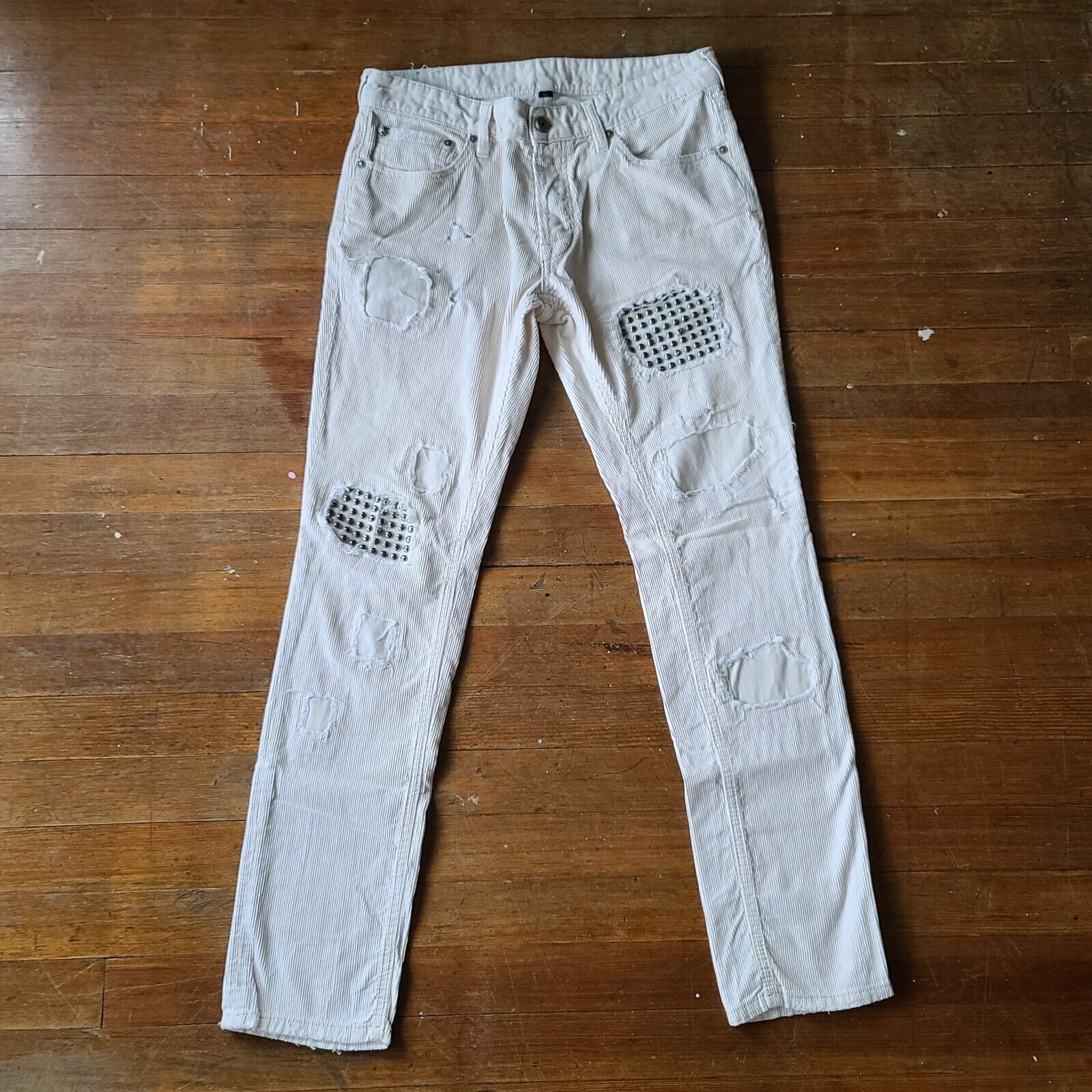 Just Cavalli × Roberto Cavalli Lion stud crash denim Size US 32 / EU 48 - 2 Thumbnail